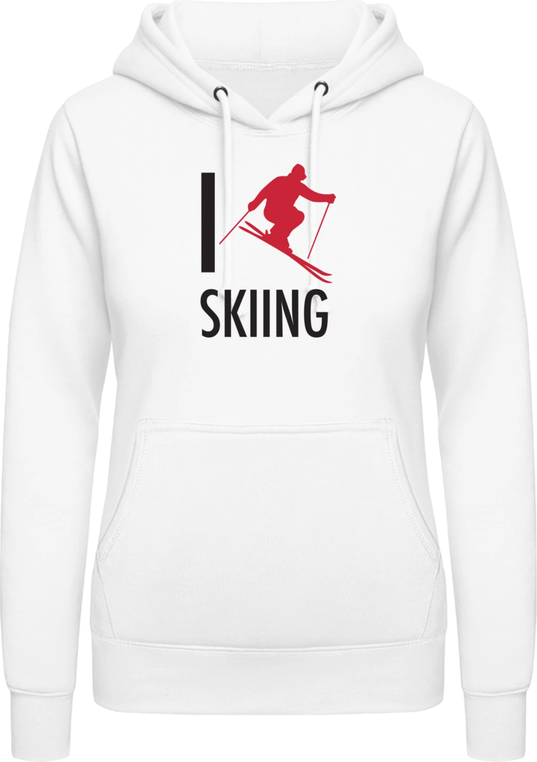 I Love Skiing - Arctic white AWDis ladies hoodie - Front