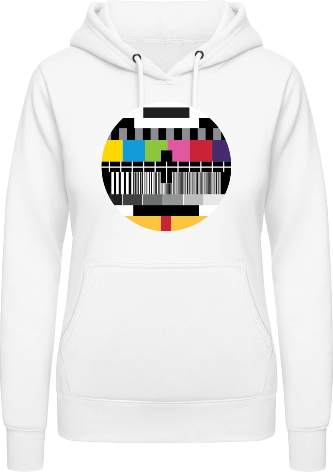 No Signal TV Test Screen - Arctic white AWDis ladies hoodie - Front