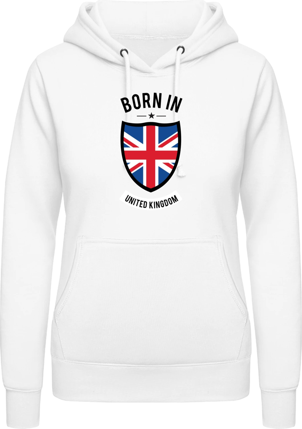 Born in United Kingdom - Arctic white AWDis ladies hoodie - Front