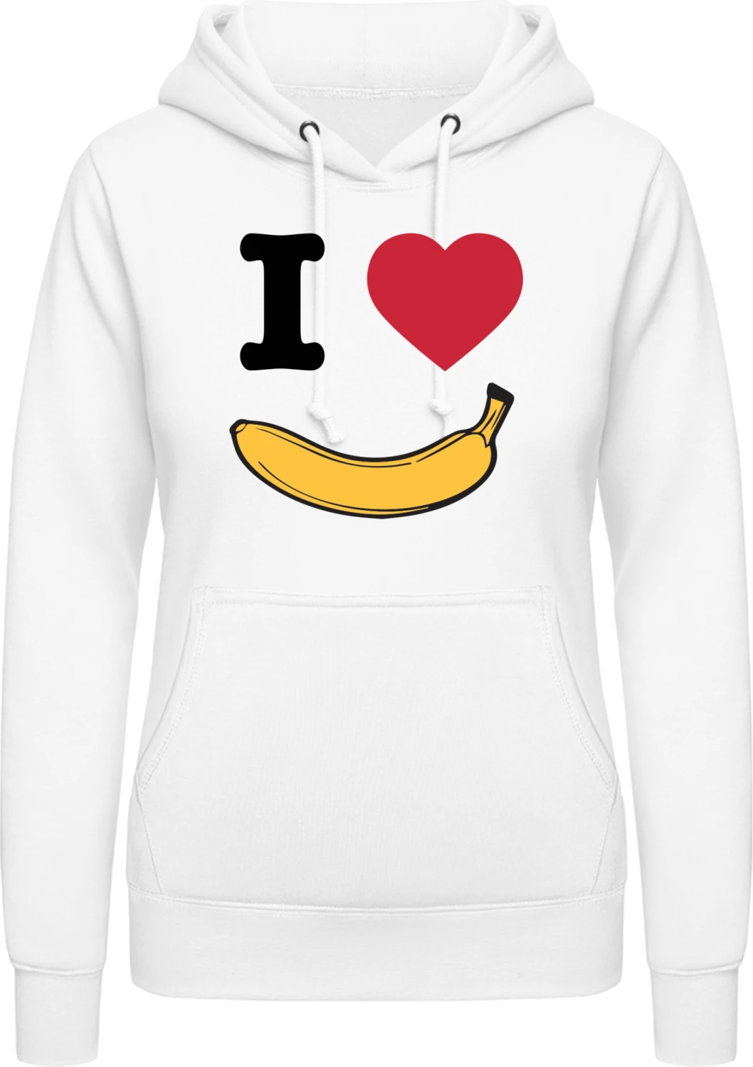 I Love Banana - Arctic white AWDis ladies hoodie - Front