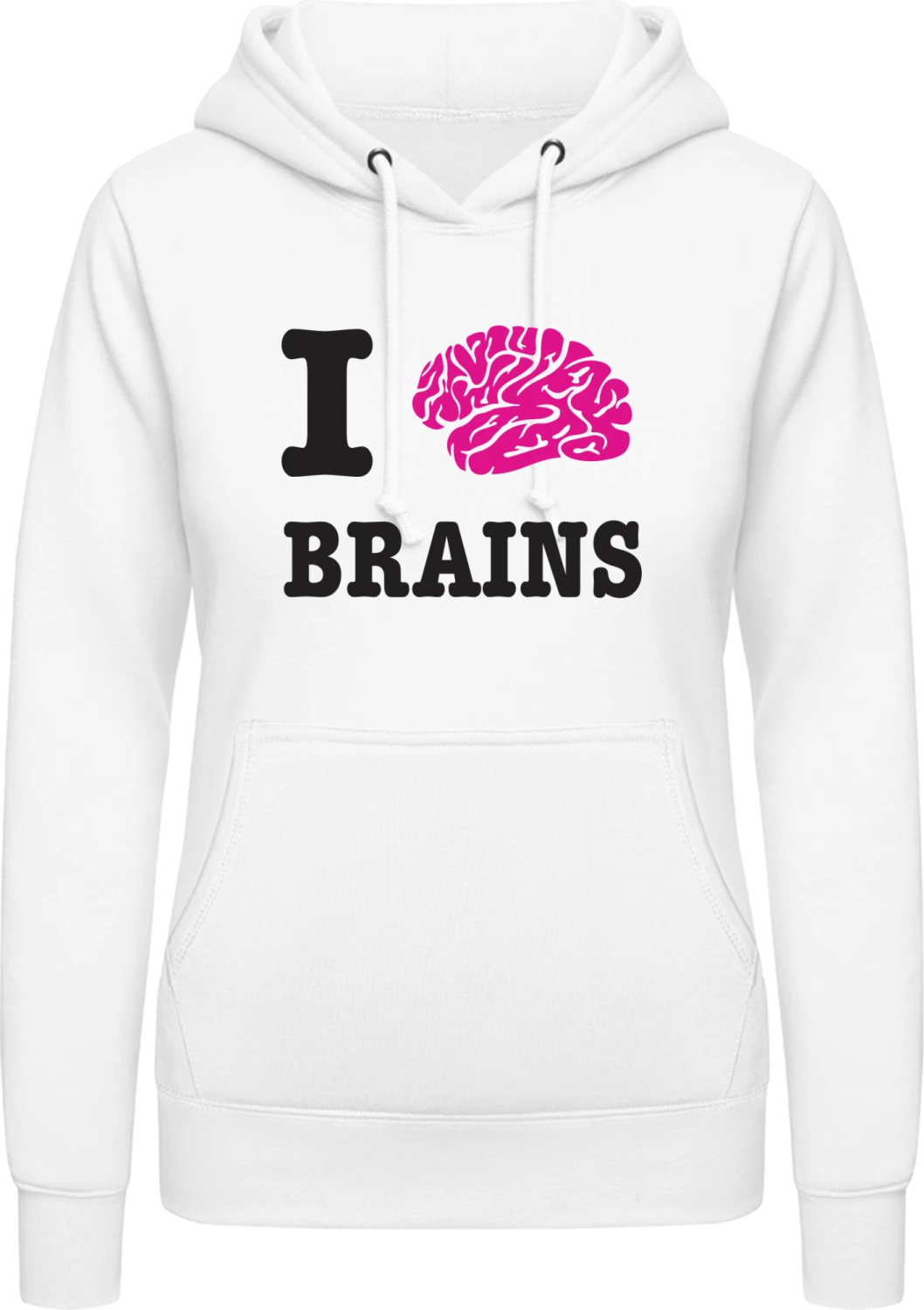 I Love Brains - Arctic white AWDis ladies hoodie - Front