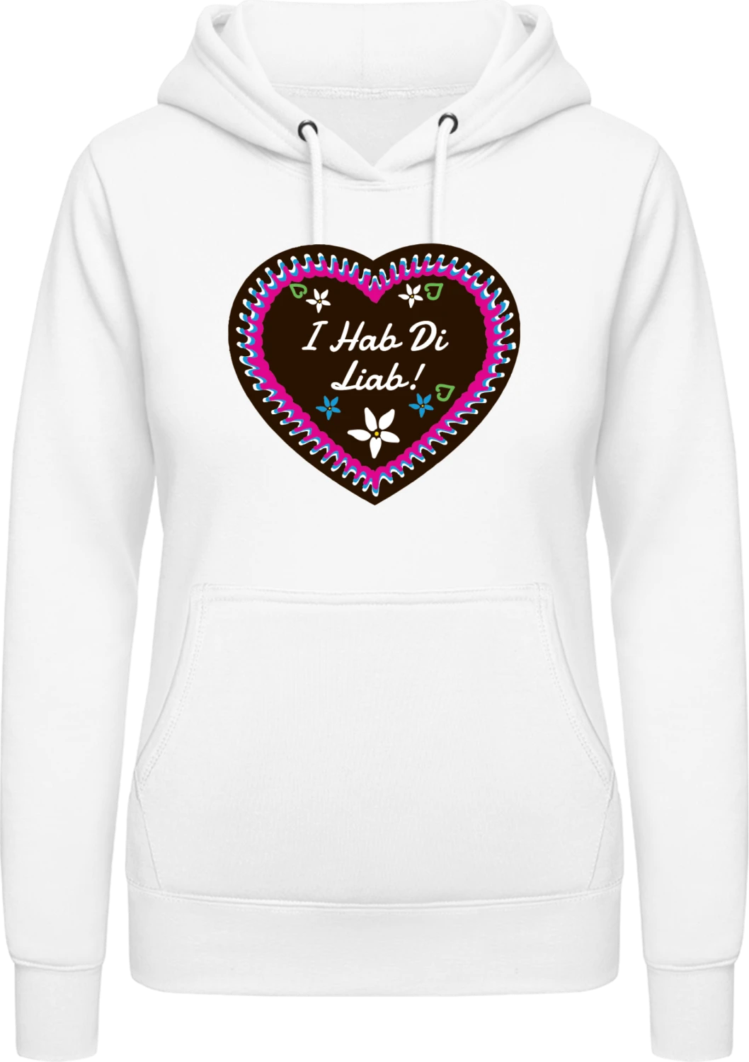 I hab di liab - Arctic white AWDis ladies hoodie - Front