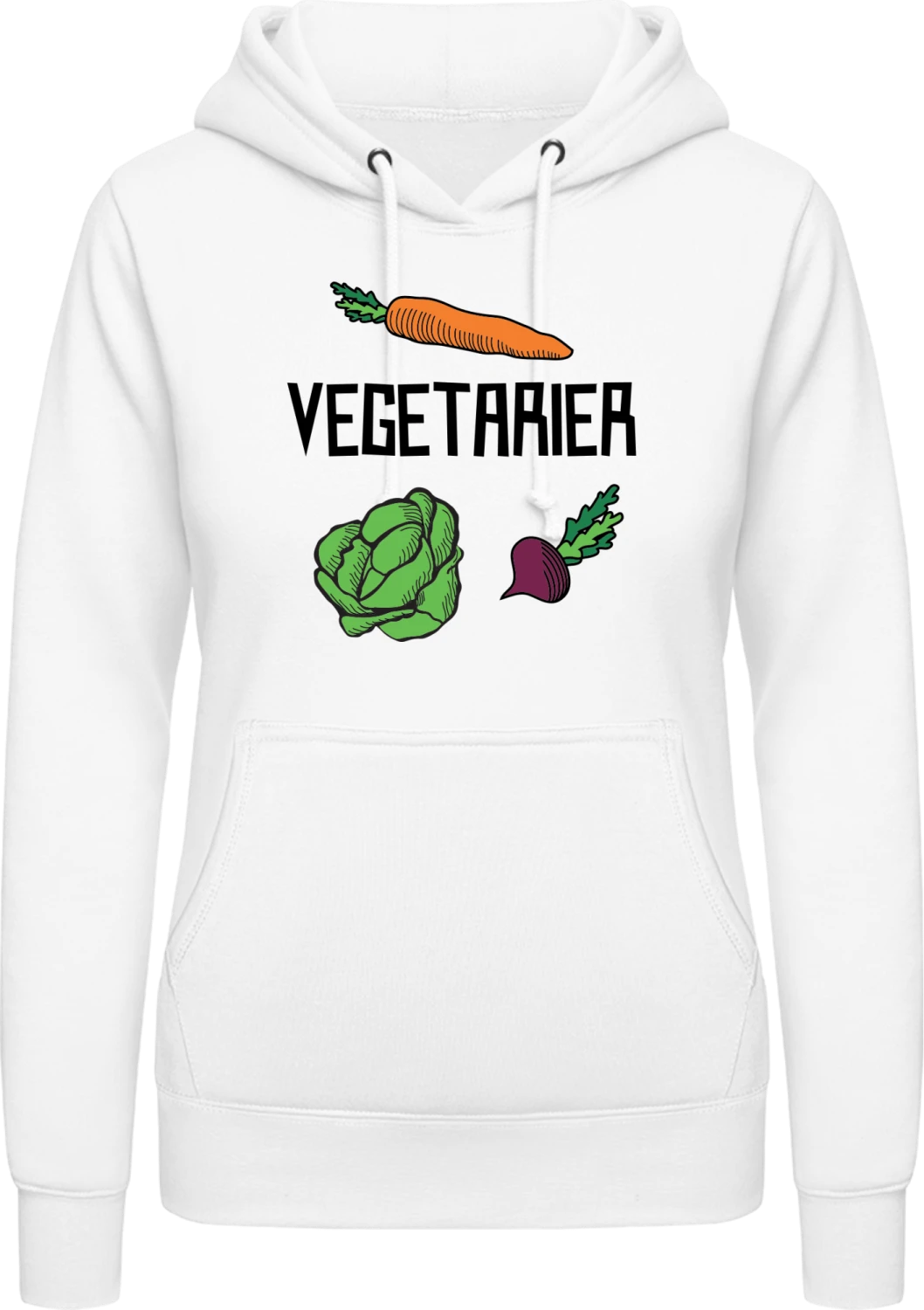 Vegetarier Illustration - Arctic white AWDis ladies hoodie - Front