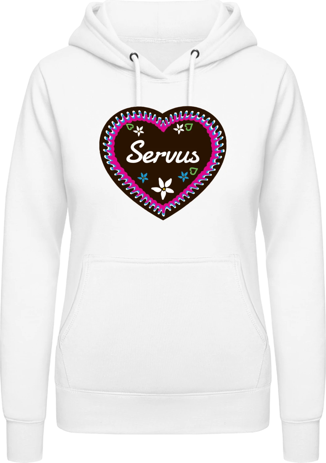 Servus Lebkuchenherz - Arctic white AWDis ladies hoodie - Front