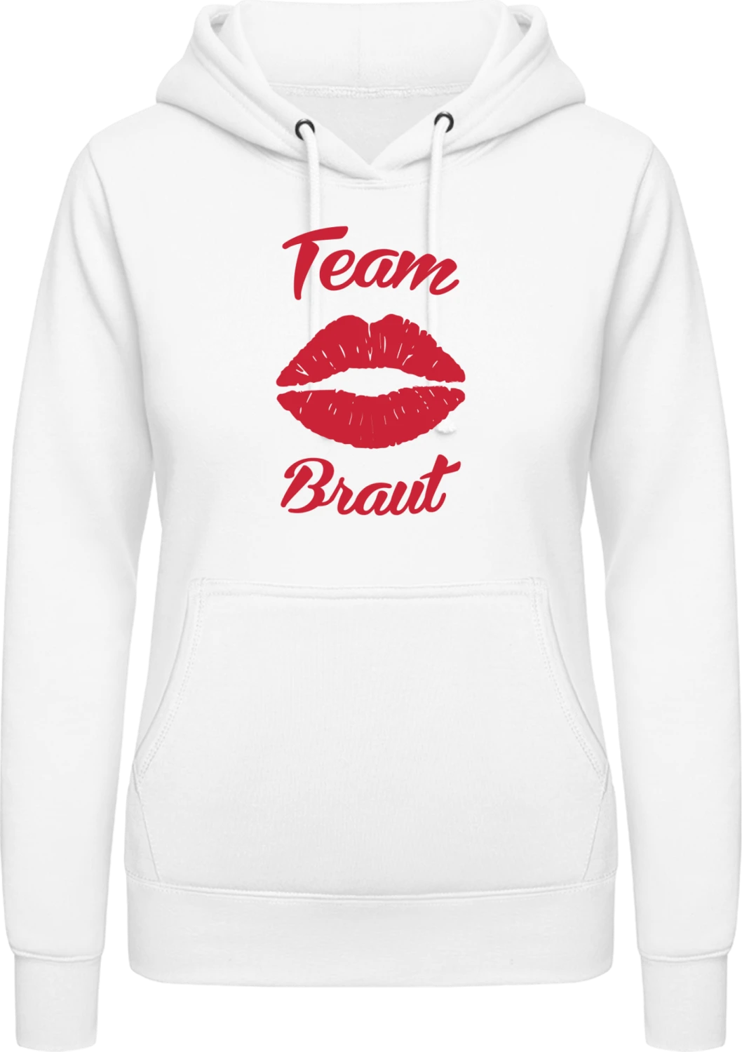 Team Braut Kuss Lippen - Arctic white AWDis ladies hoodie - Front