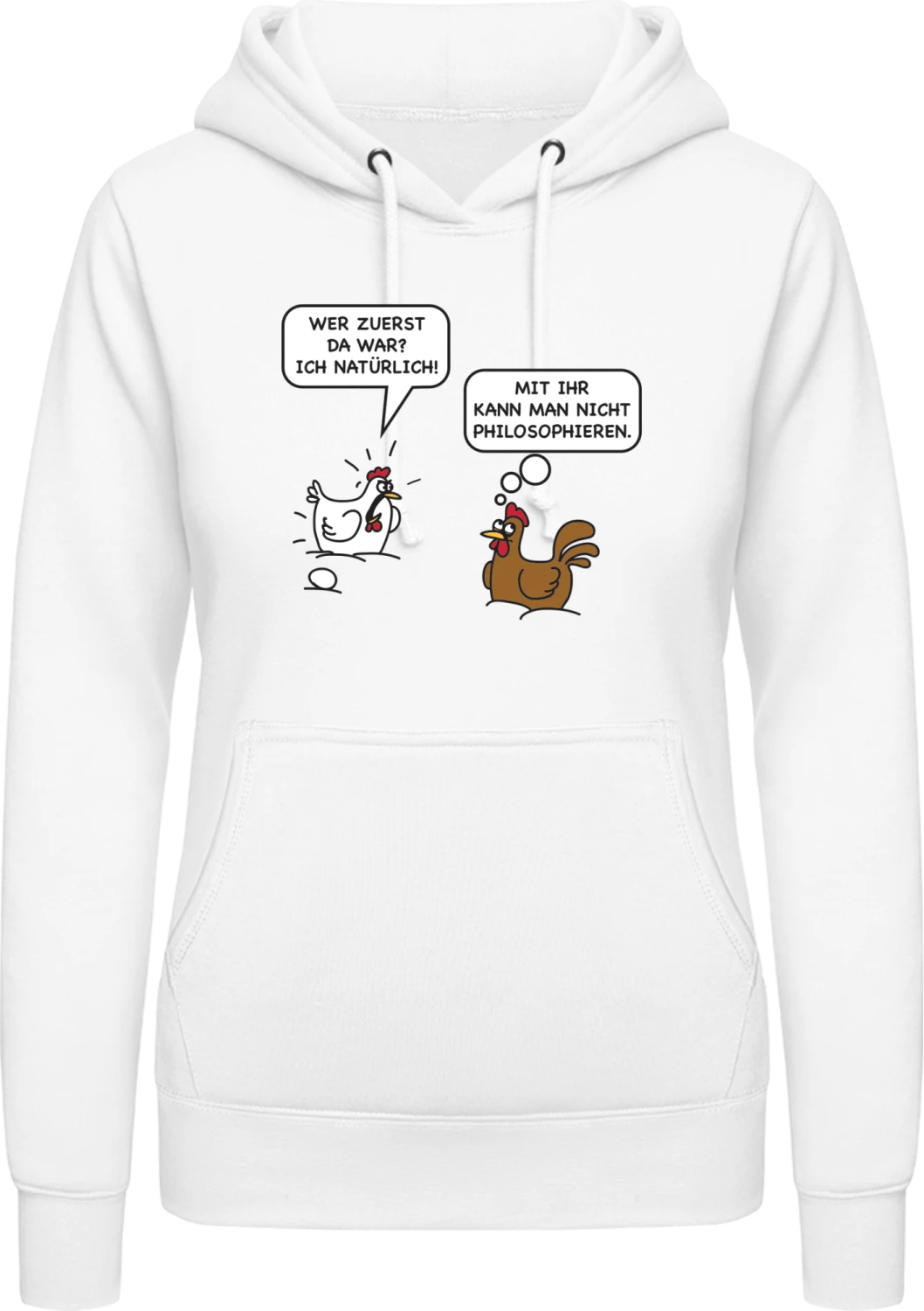 Huhn und das Ei - Arctic white AWDis ladies hoodie - Front