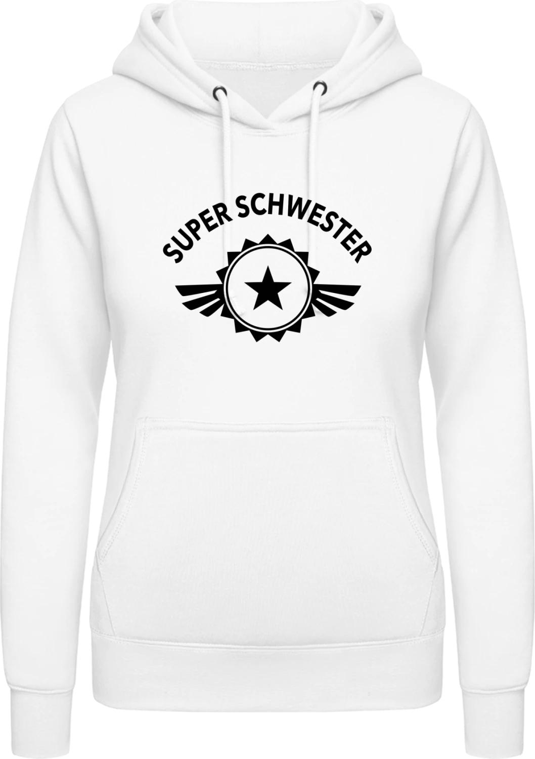 Super Schwester - Arctic white AWDis ladies hoodie - Front