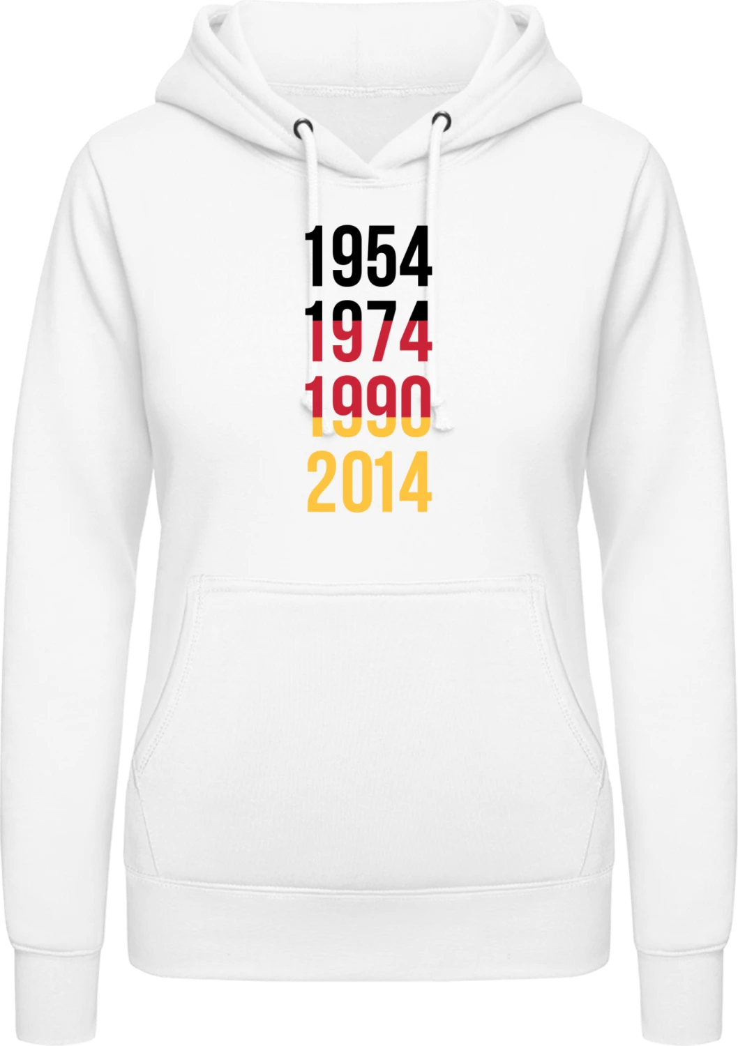 1954 1974 1990 2014 - Arctic white AWDis ladies hoodie - Front