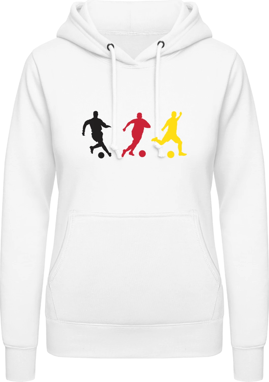 German Soccer Silhouettes - Arctic white AWDis ladies hoodie - Front