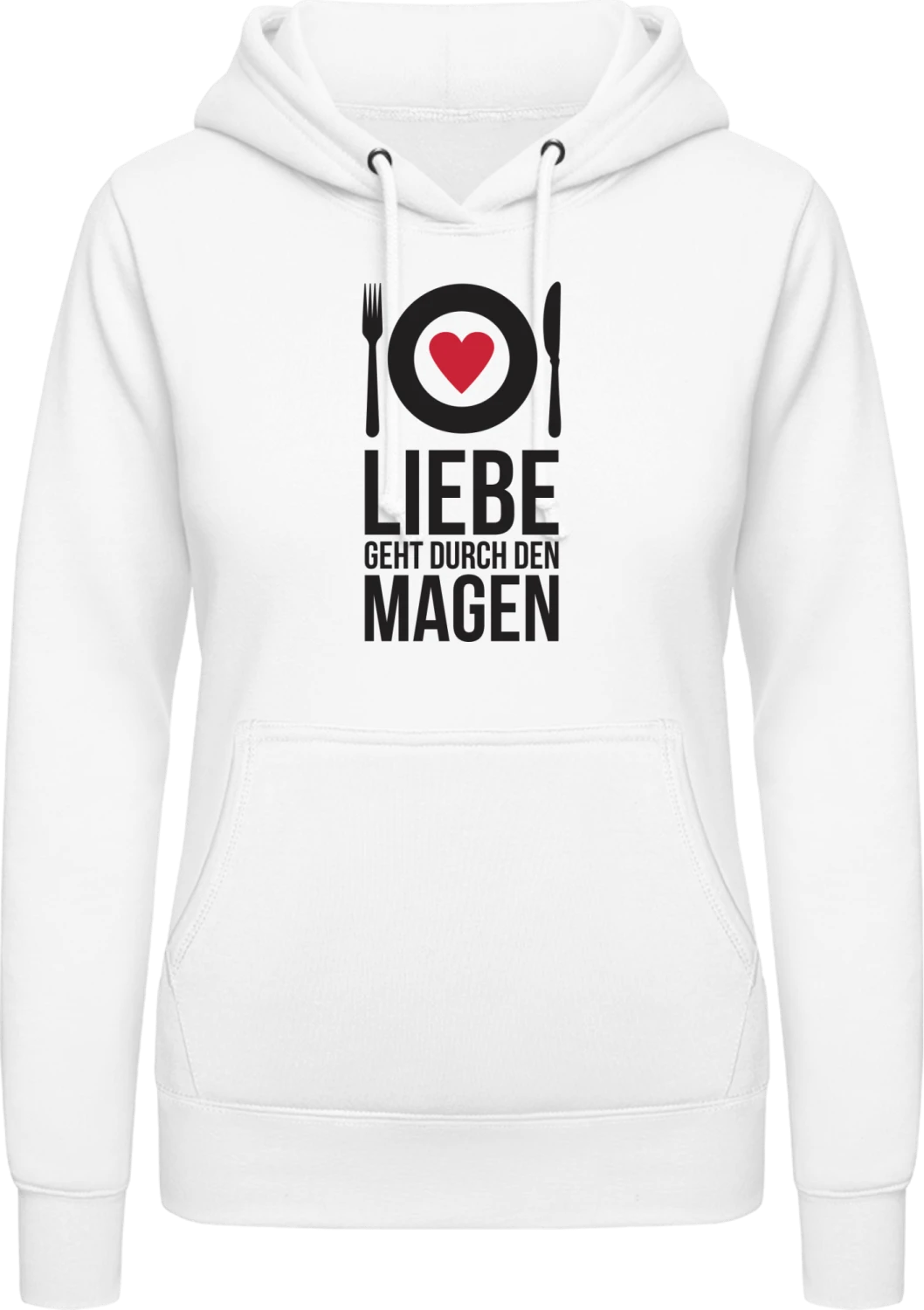 Liebe geht durch den Magen - Arctic white AWDis ladies hoodie - Front