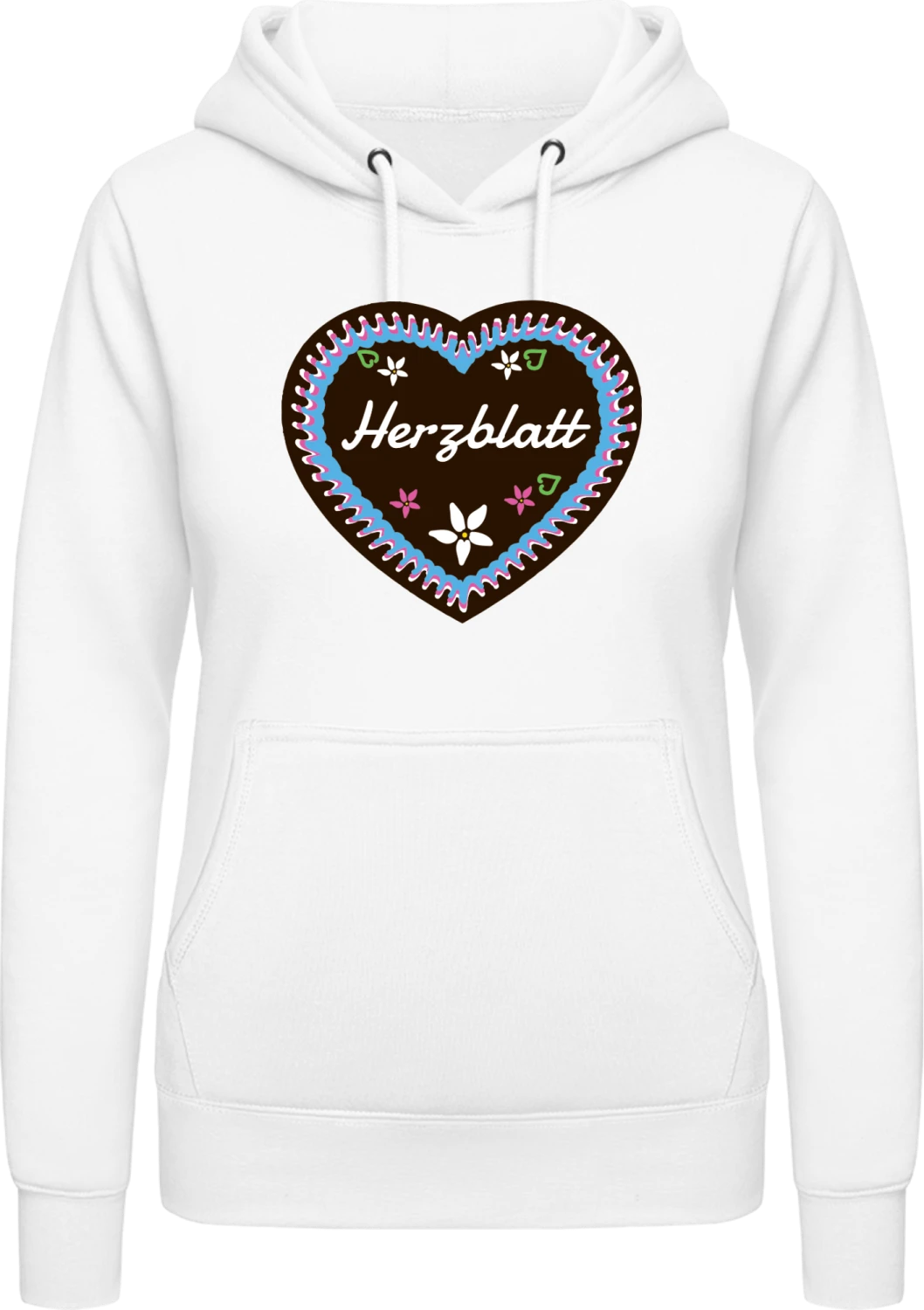 Herzblatt Lebkuchenherz - Arctic white AWDis ladies hoodie - Front