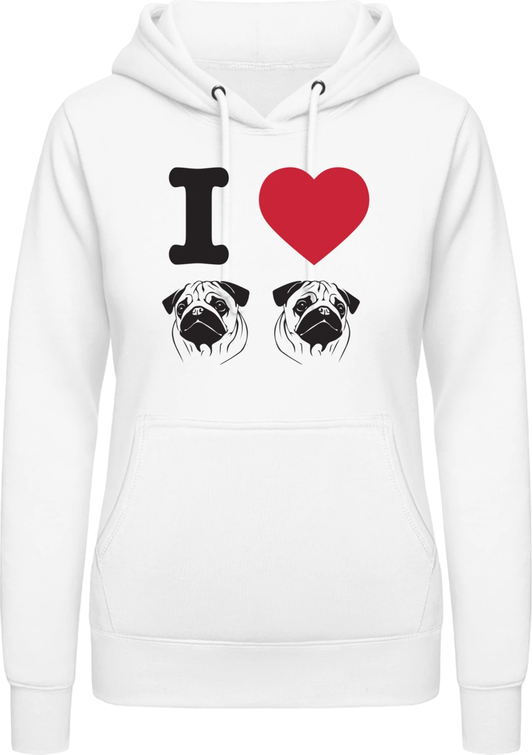 Ich liebe Möpse - Arctic white AWDis ladies hoodie - Front