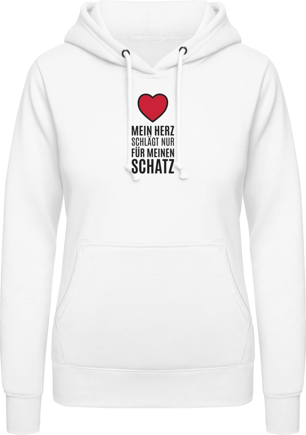 Mein Herz - Arctic white AWDis ladies hoodie - Front