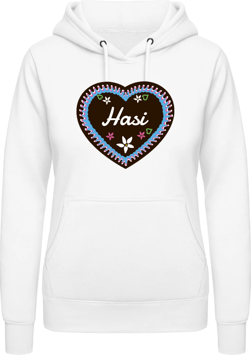 Hasi - Arctic white AWDis ladies hoodie - Front