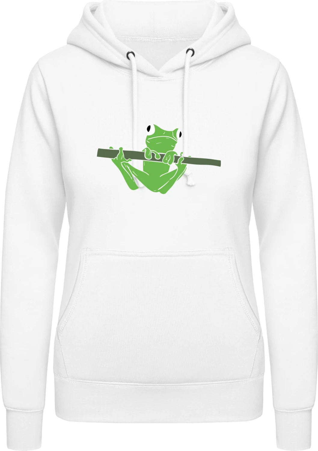 Frog Hanging On A Stick - Arctic white AWDis ladies hoodie - Front