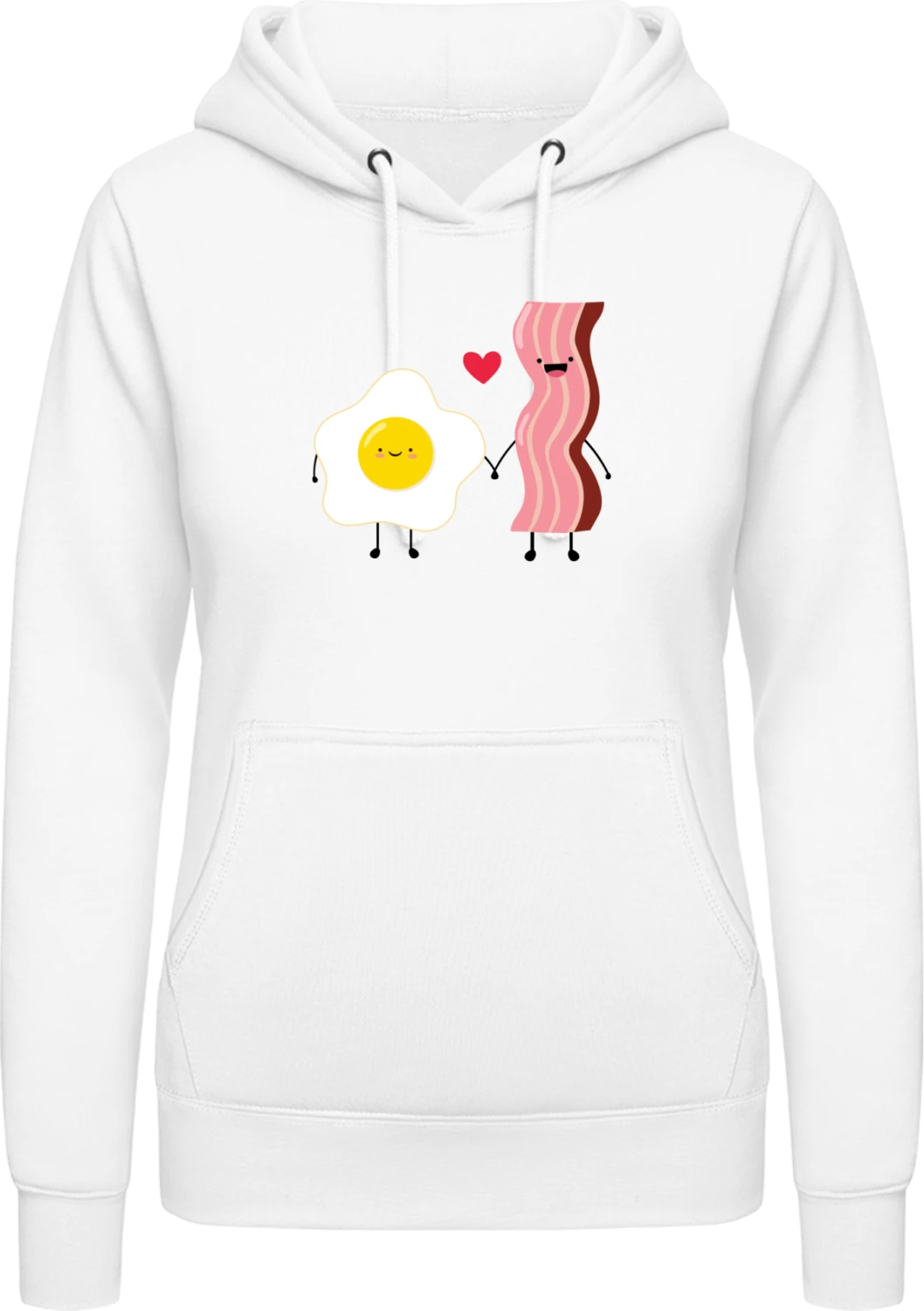 Egg And Bacon In Love - Arctic white AWDis ladies hoodie - Front