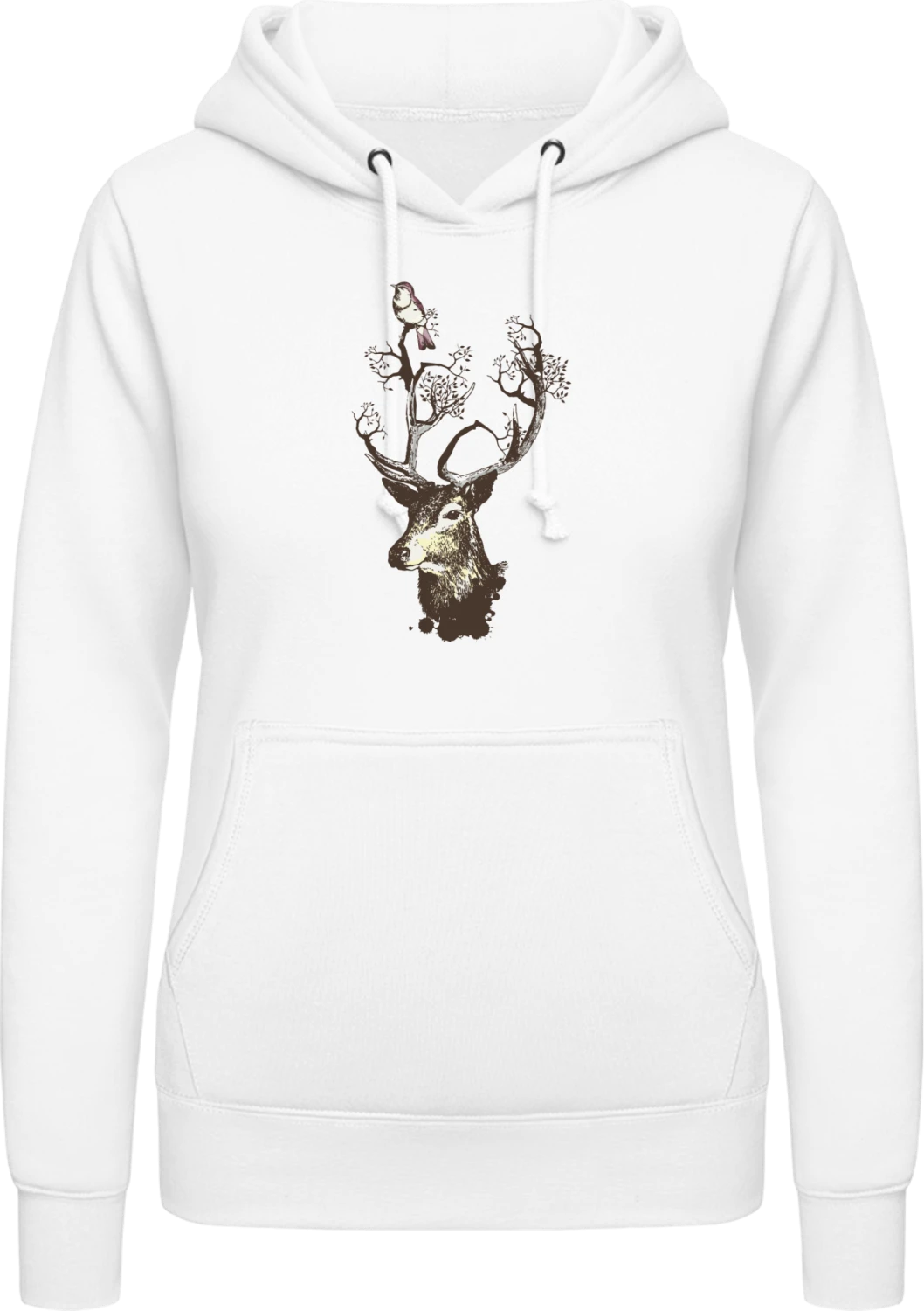 Stylish Reindeer - Arctic white AWDis ladies hoodie - Front