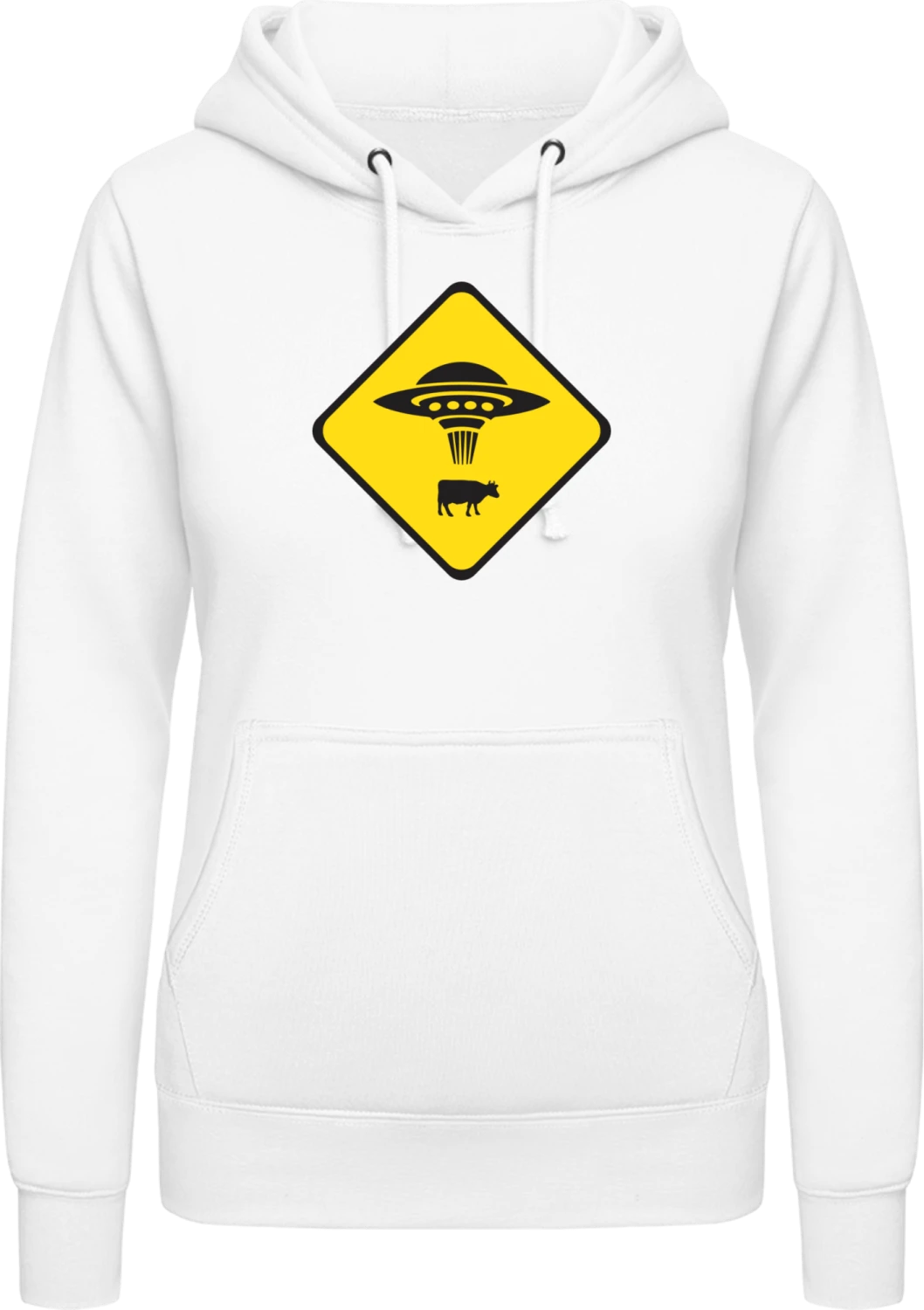 Cow Ufo Attention - Arctic white AWDis ladies hoodie - Front