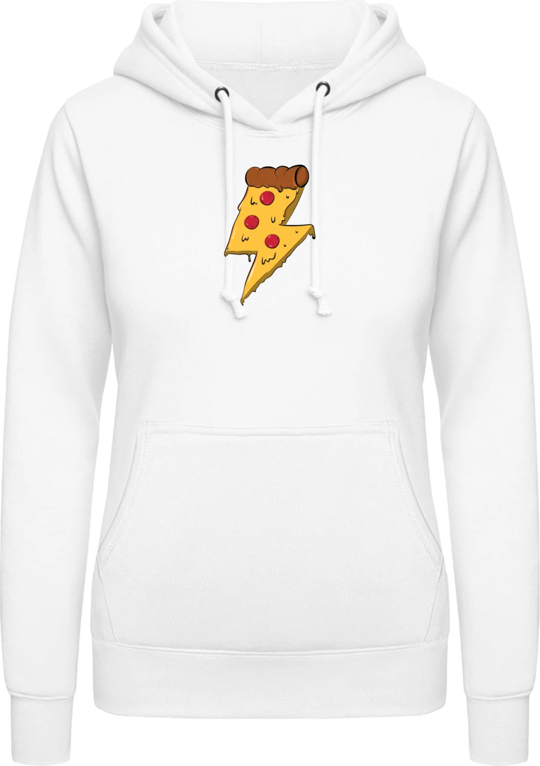 Pizza Lightning - Arctic white AWDis ladies hoodie - Front