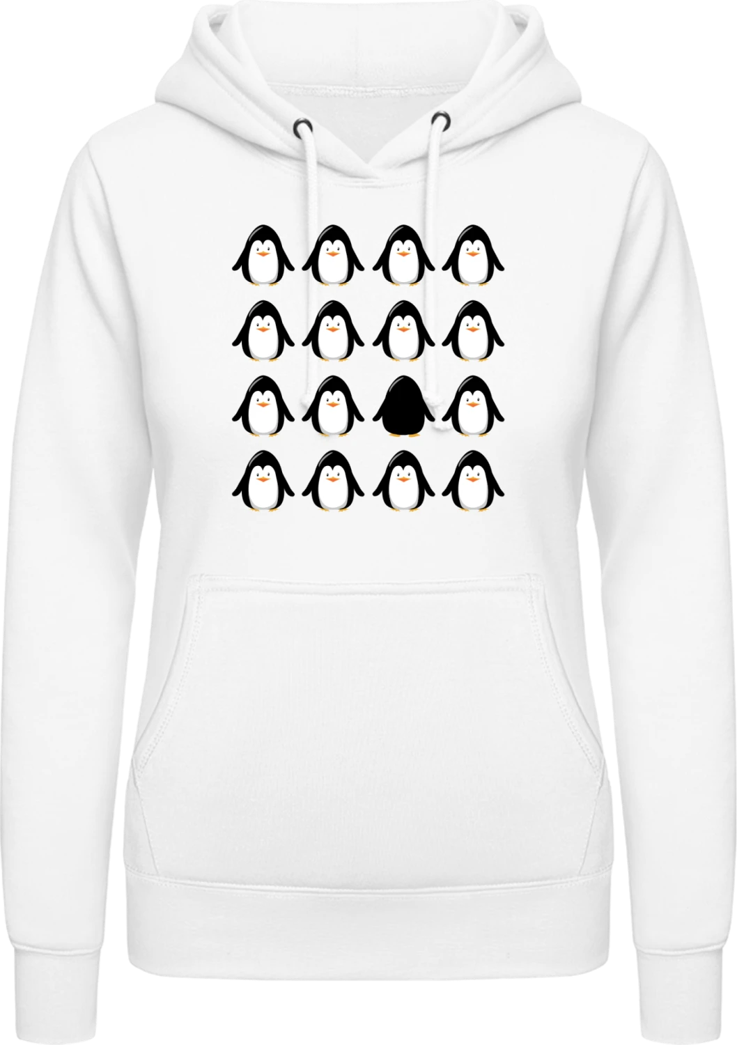 Be Different Penguin - Arctic white AWDis ladies hoodie - Front