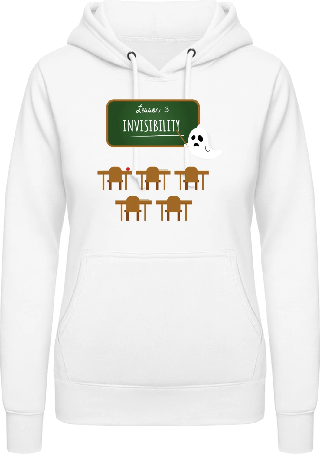 Lesson 3 Invisibility - Arctic white AWDis ladies hoodie - Front