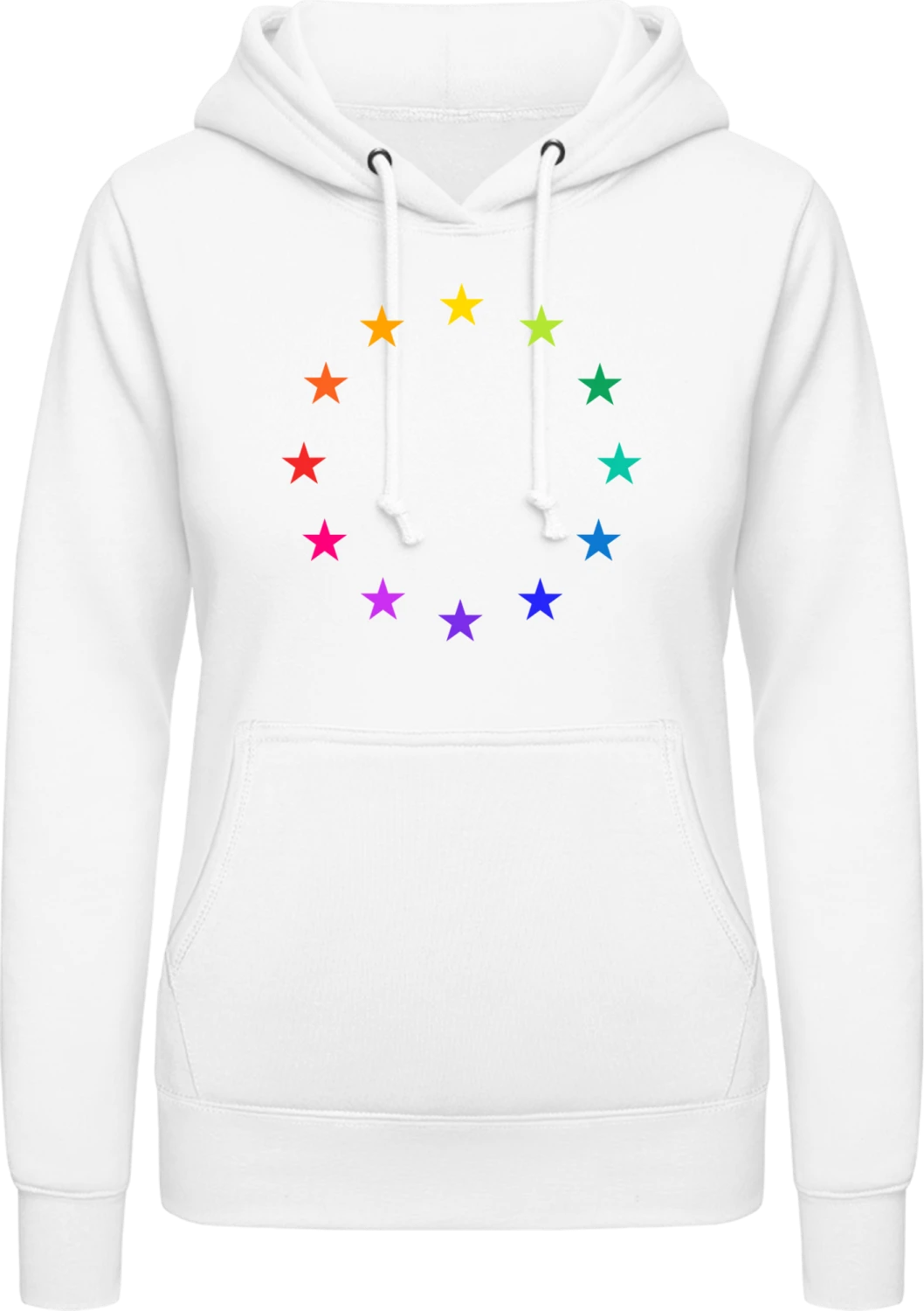 Rainbow EU - Arctic white AWDis ladies hoodie - Front