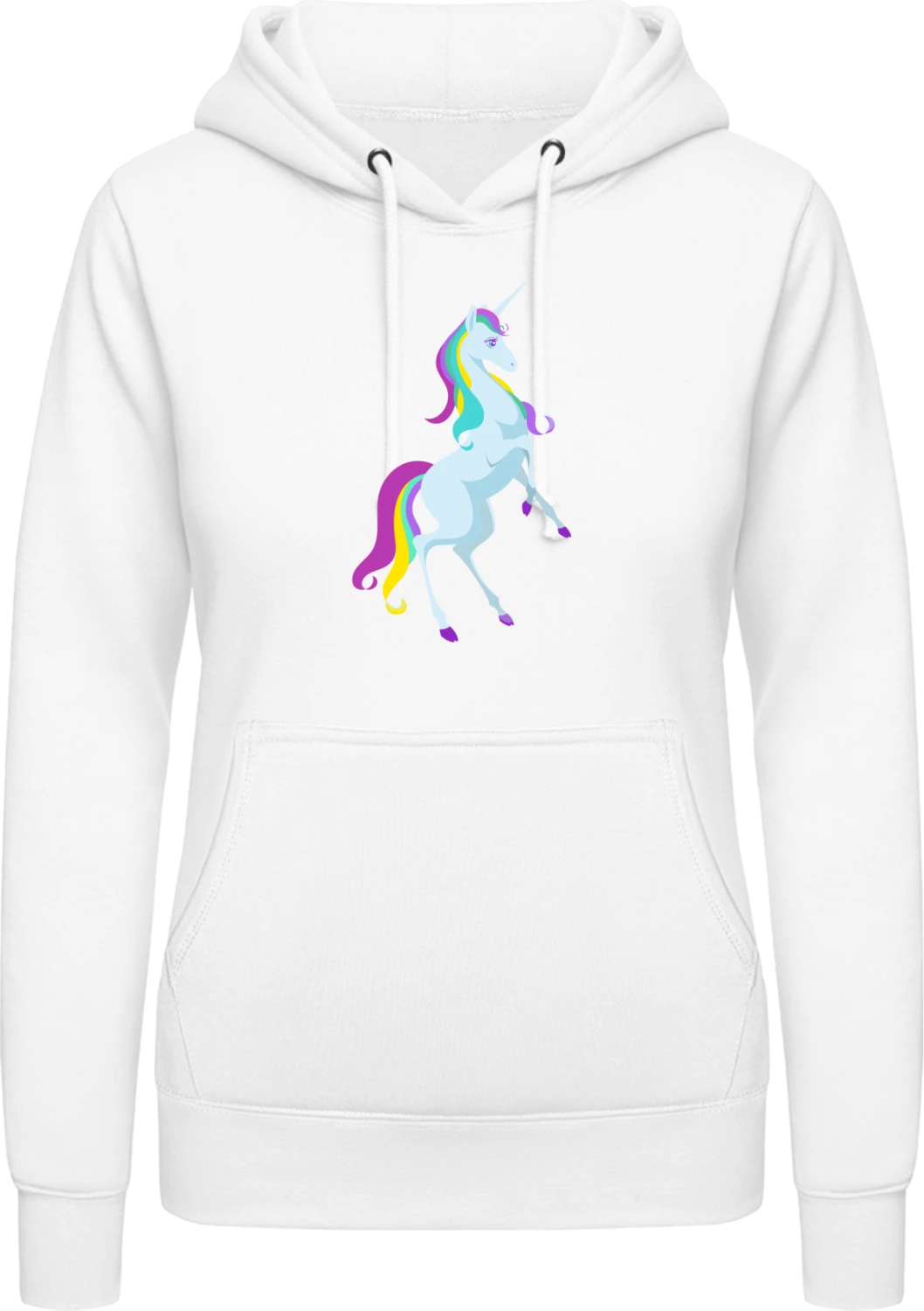 Unicorn Blue Standing - Arctic white AWDis ladies hoodie - Front