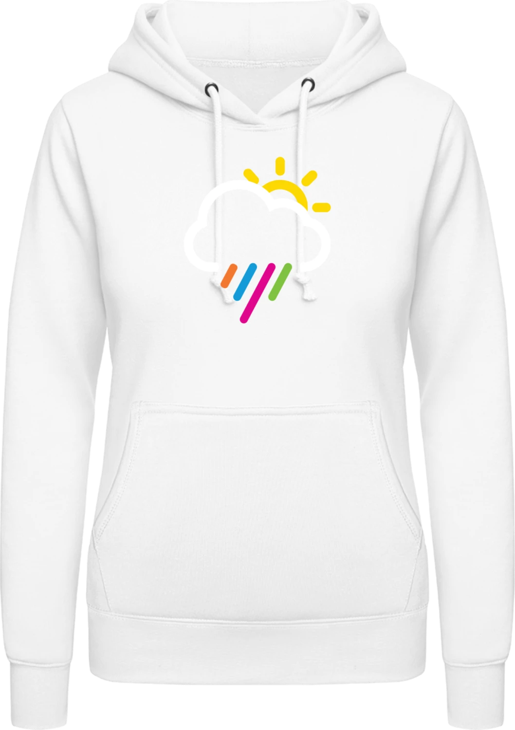 Rainbow Rain - Arctic white AWDis ladies hoodie - Front