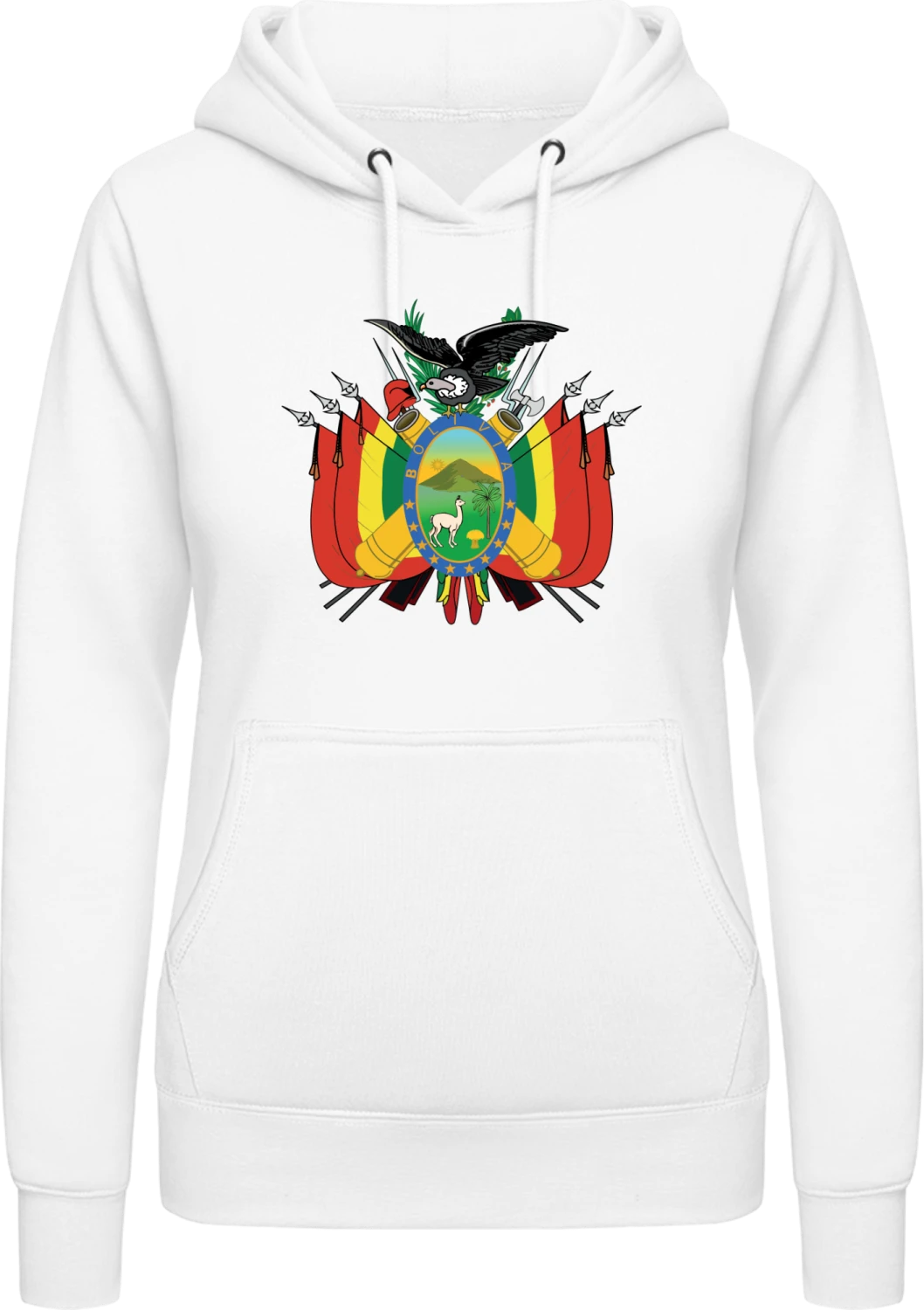 Bolivian Coat of Arms - Arctic white AWDis ladies hoodie - Front