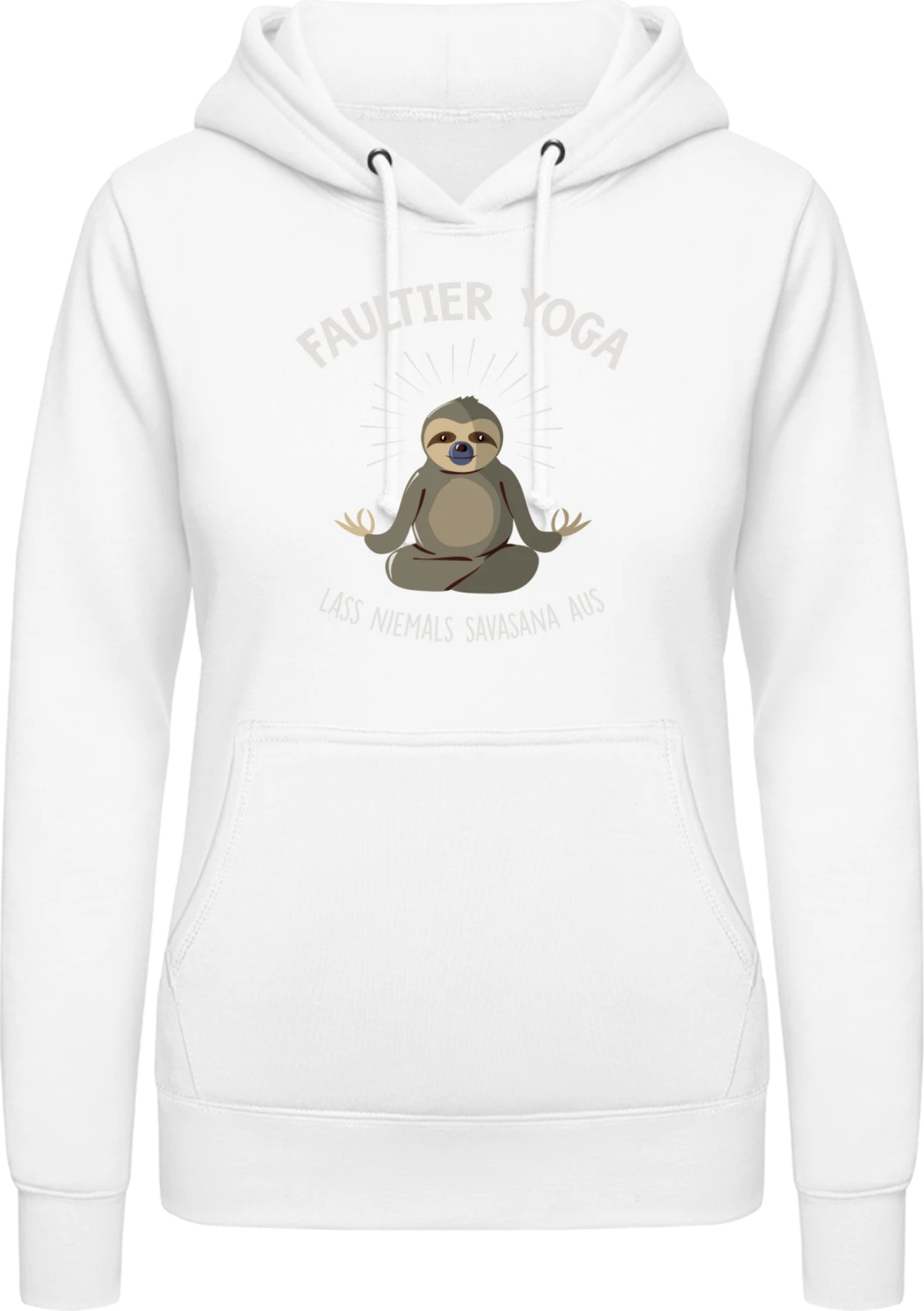 Faultier Yoga - Arctic white AWDis ladies hoodie - Front