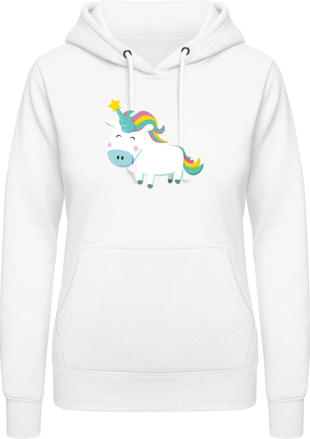 Unicorn With Star - Arctic white AWDis ladies hoodie - Front