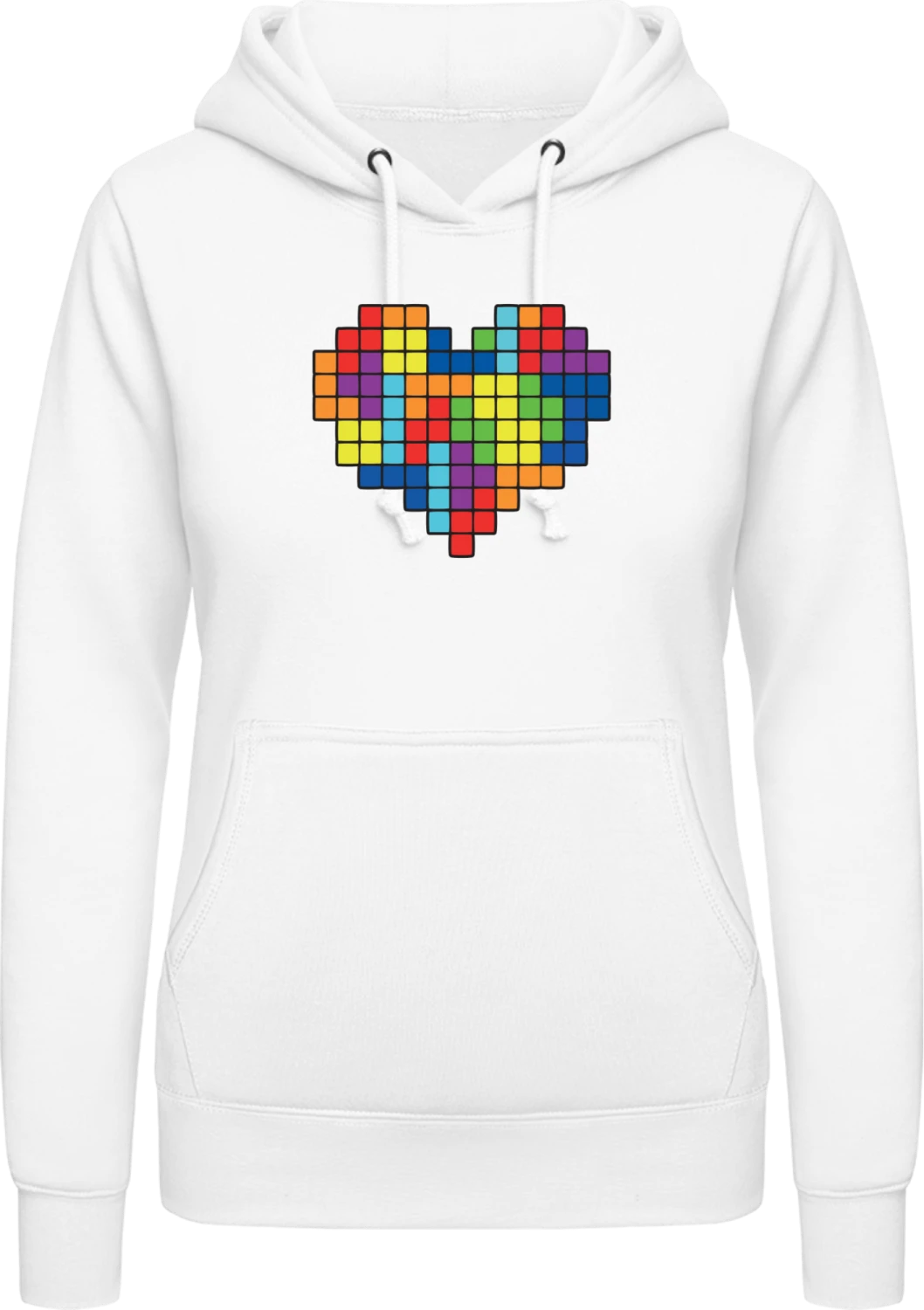 Tetris Heart - Arctic white AWDis ladies hoodie - Front