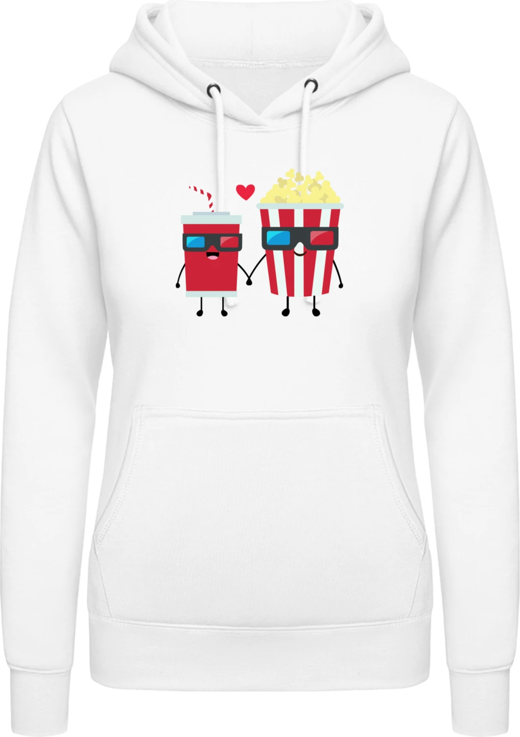 Drink And Pop Corn In Love - Arctic white AWDis ladies hoodie - Front