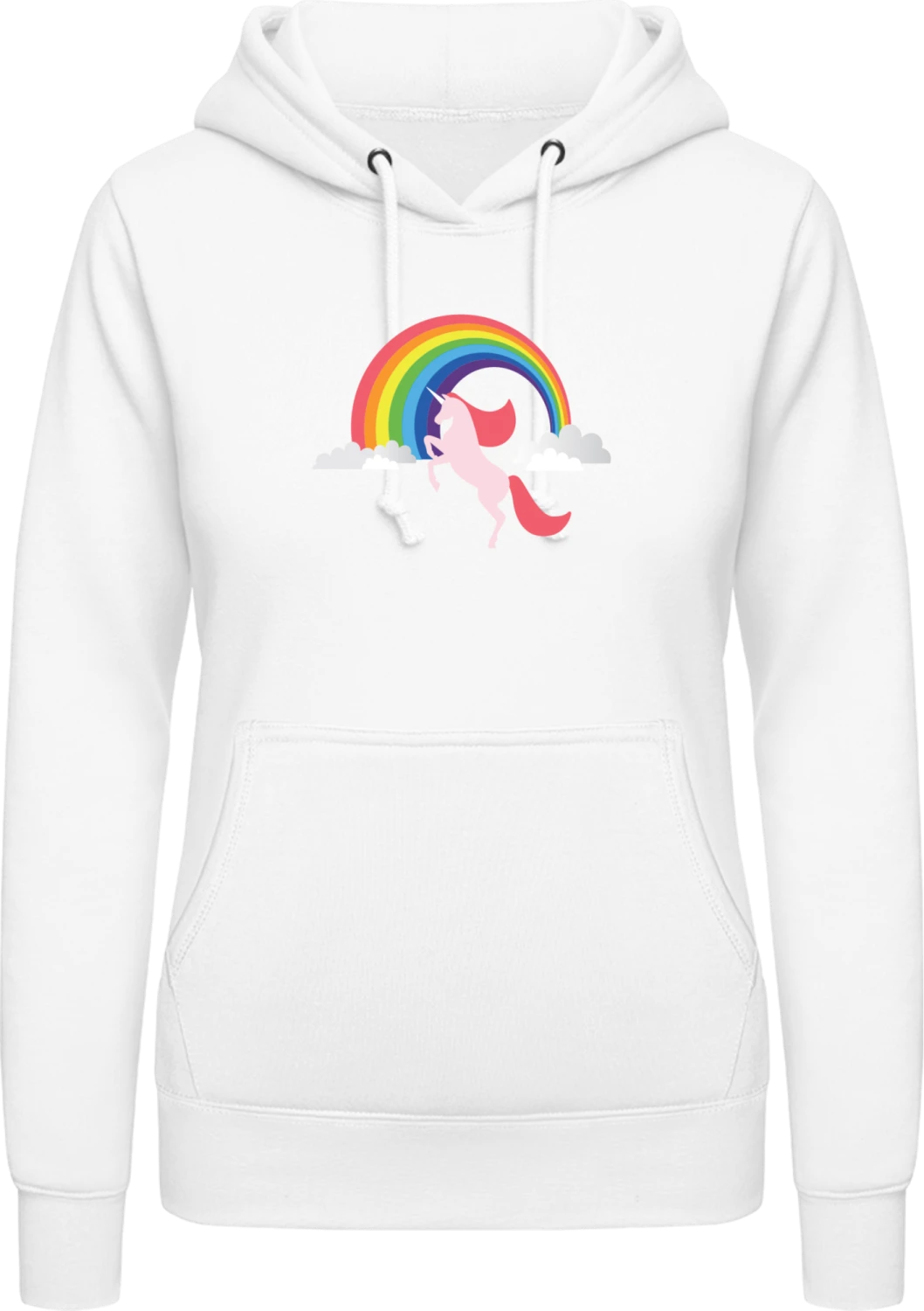 Unicorn With Rainbow - Arctic white AWDis ladies hoodie - Front