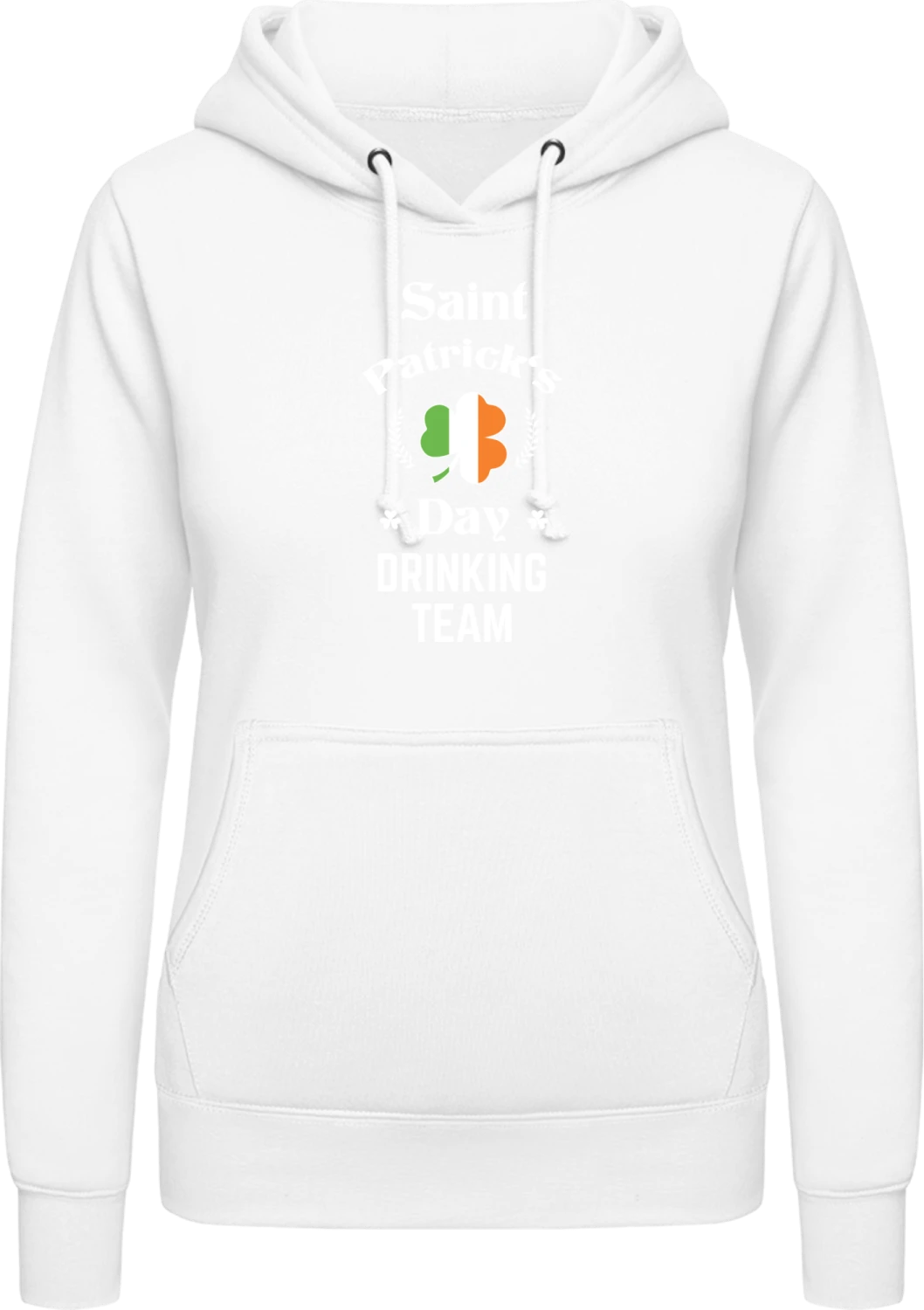 St. Patrick's Day Drinking Team - Arctic white AWDis ladies hoodie - Front