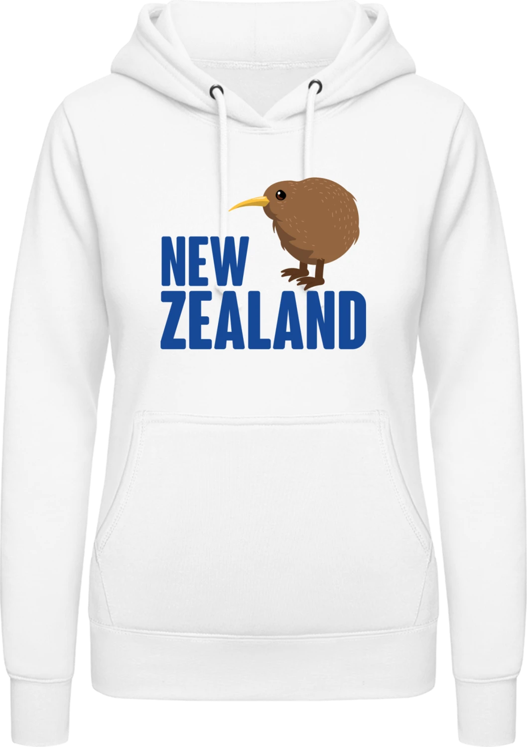 New Zealand Illustration - Arctic white AWDis ladies hoodie - Front