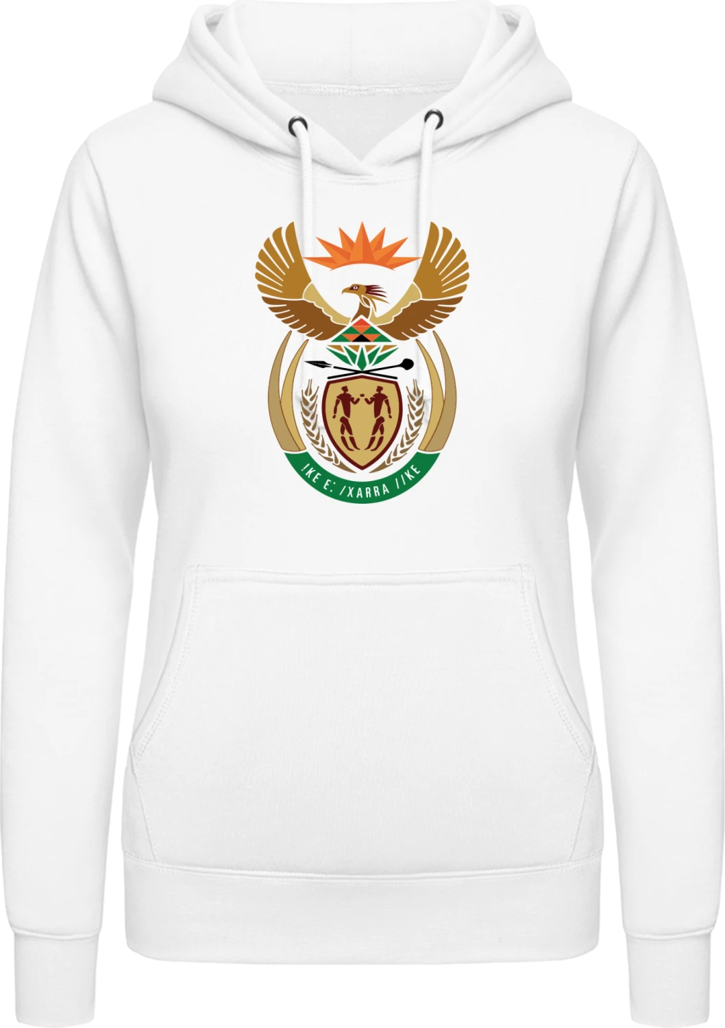 South Africa Coat of Arms - Arctic white AWDis ladies hoodie - Front