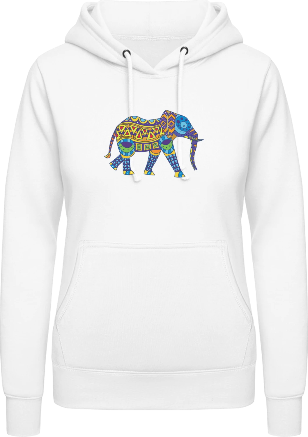 Stylish Indian Elephant - Arctic white AWDis ladies hoodie - Front