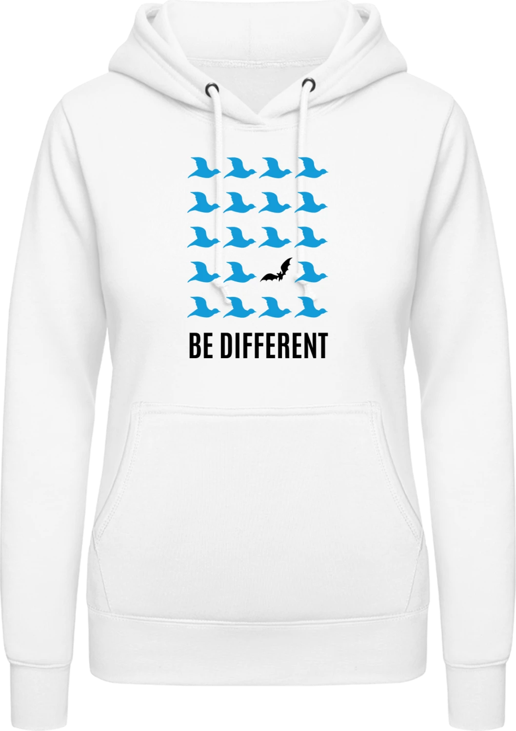 Be Different Bat Bird - Arctic white AWDis ladies hoodie - Front