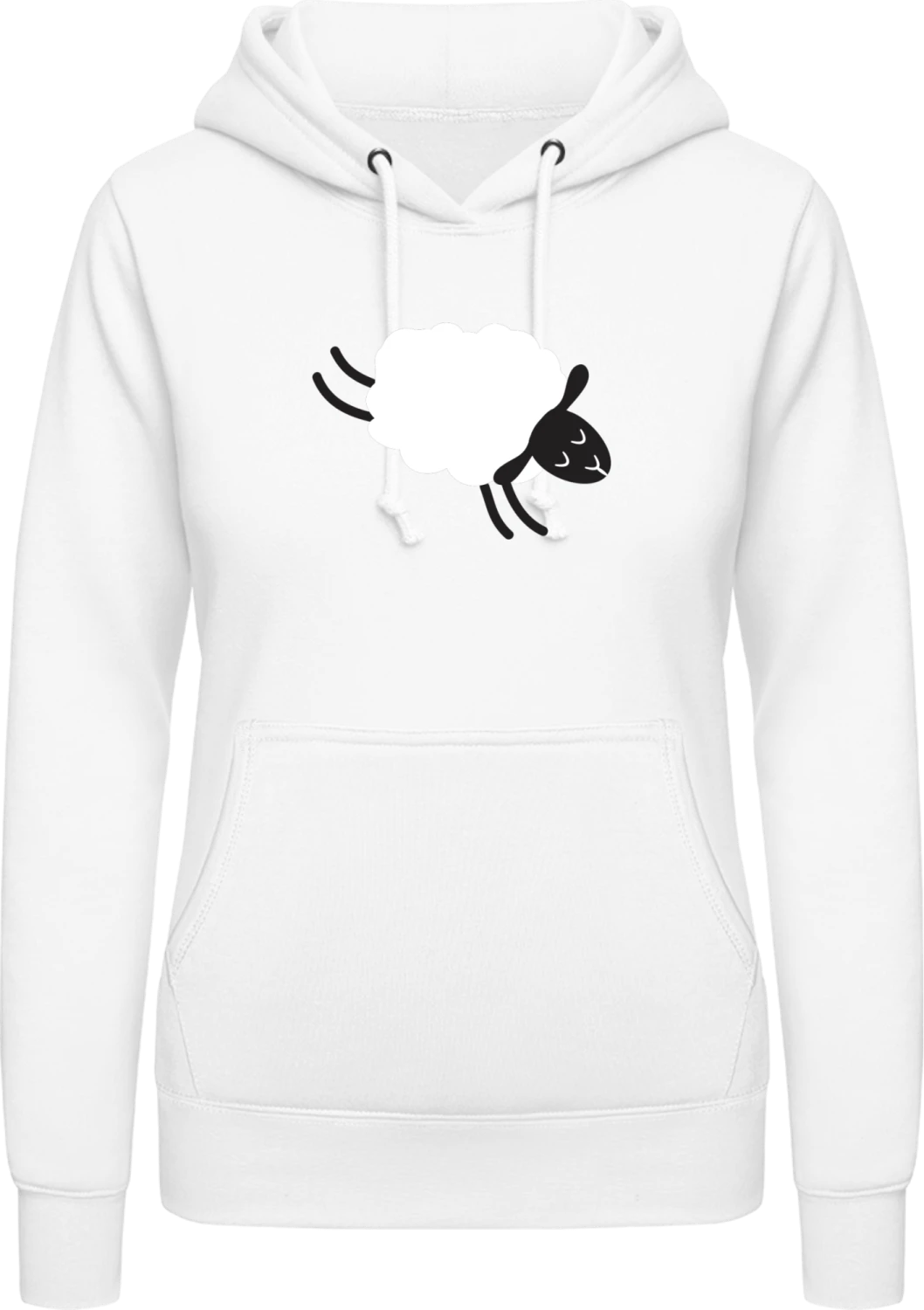 Jumping Sheep - Arctic white AWDis ladies hoodie - Front