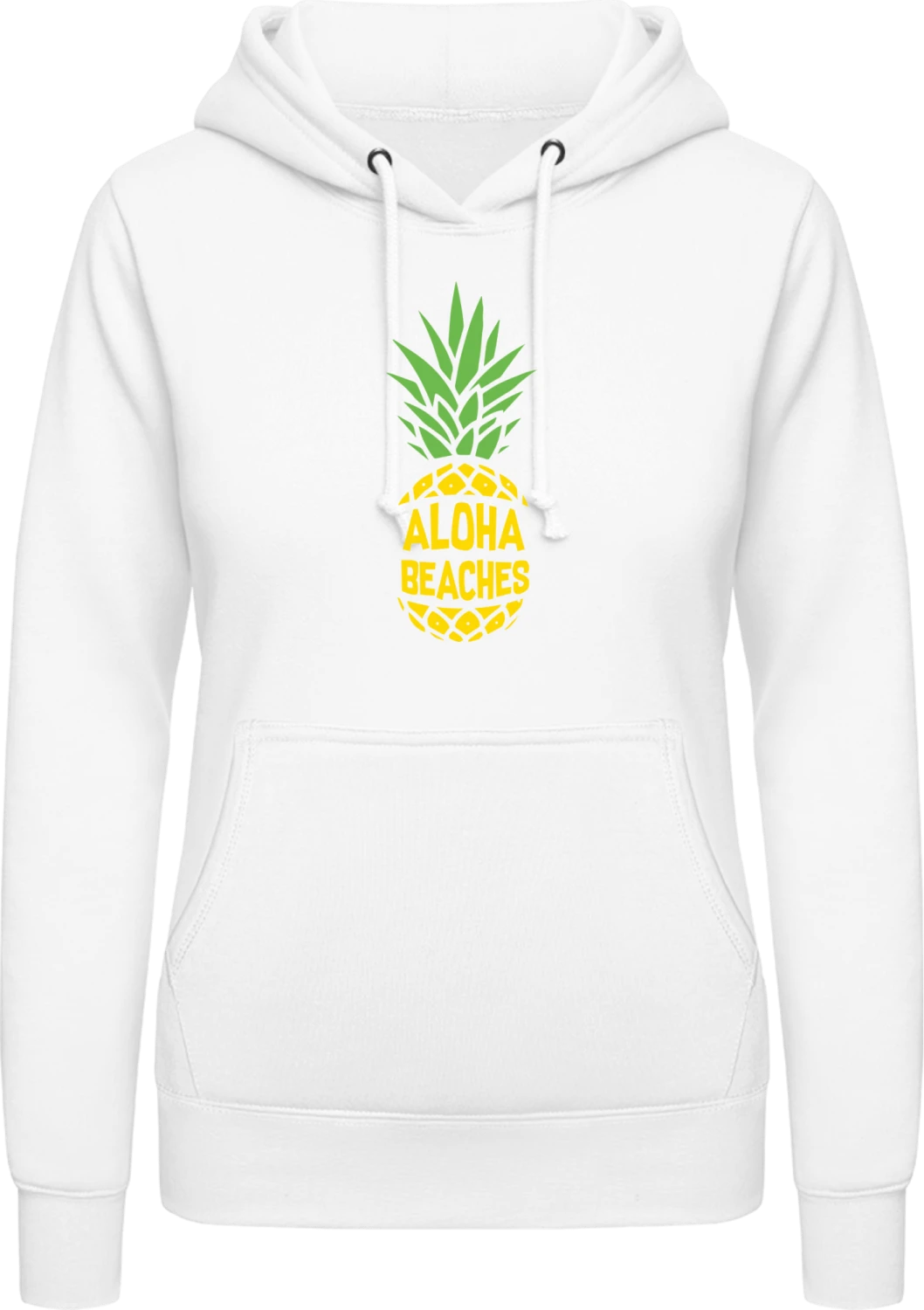 Aloha Beaches - Arctic white AWDis ladies hoodie - Front