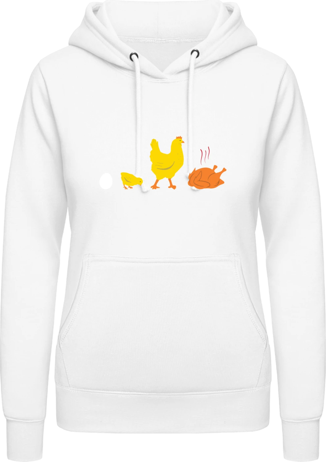 Chicken Evolution - Arctic white AWDis ladies hoodie - Front