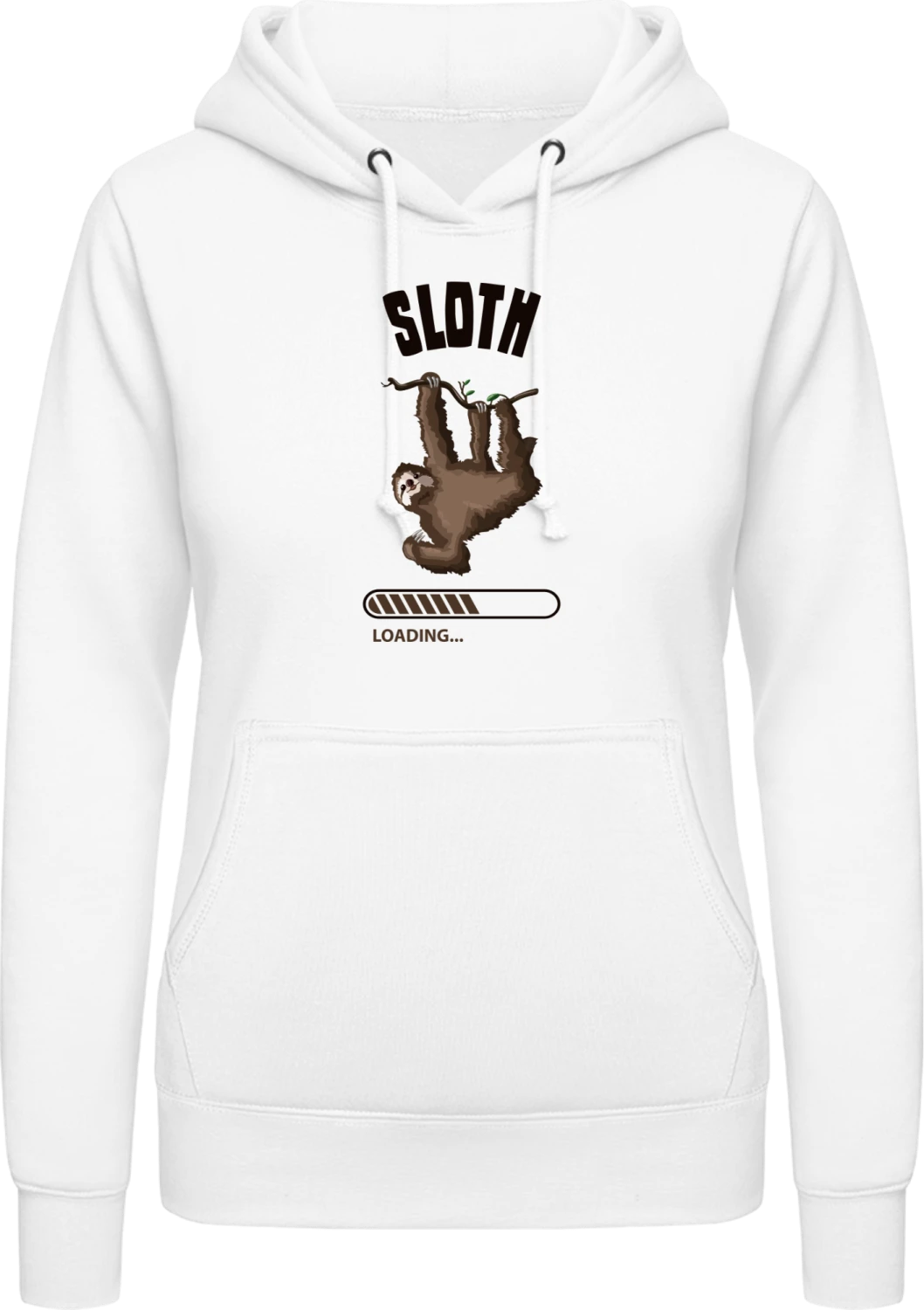 Sloth Loading - Arctic white AWDis ladies hoodie - Front