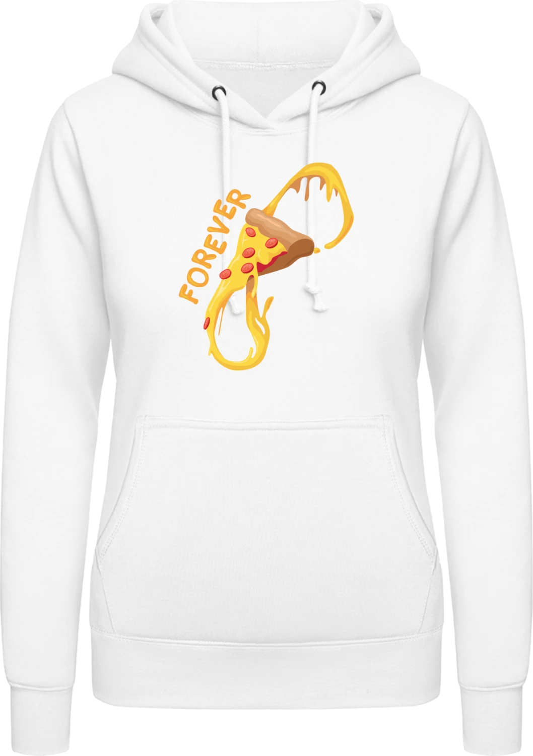 Pizza Forever - Arctic white AWDis ladies hoodie - Front