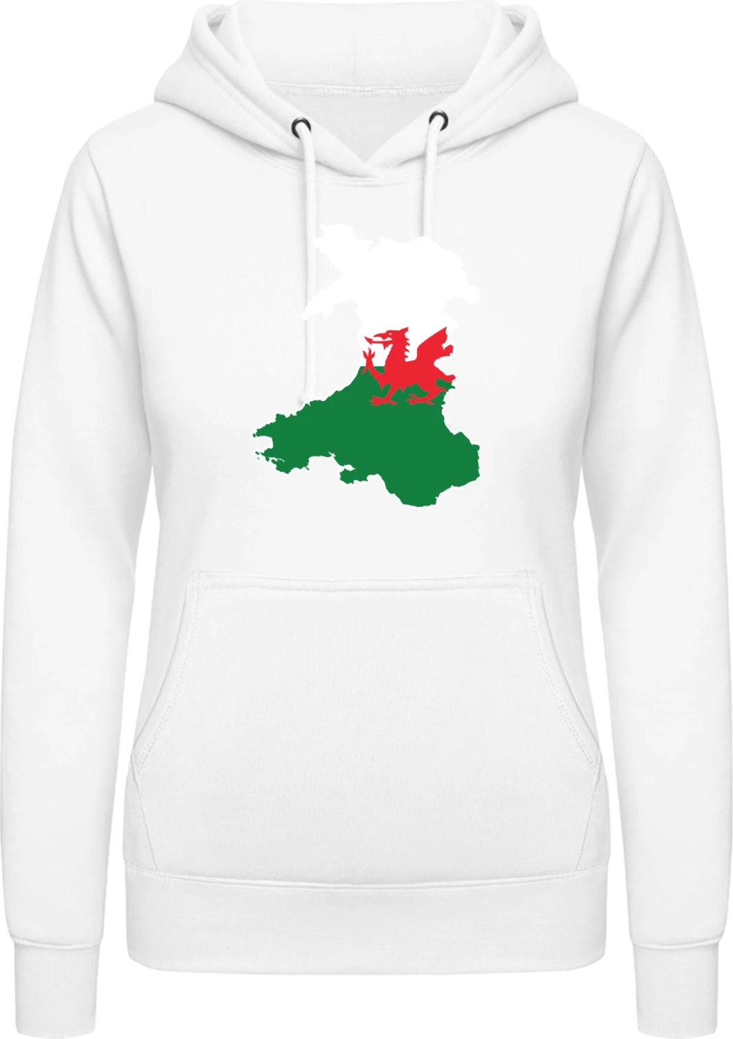 Wales Map - Arctic white AWDis ladies hoodie - Front