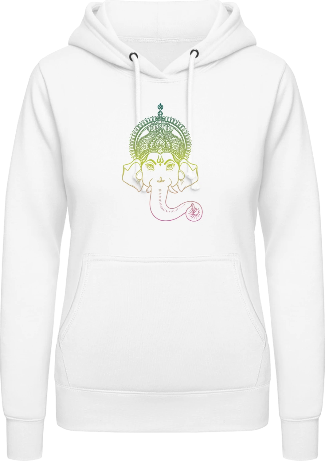 Ganesha Elephant God - Arctic white AWDis ladies hoodie - Front