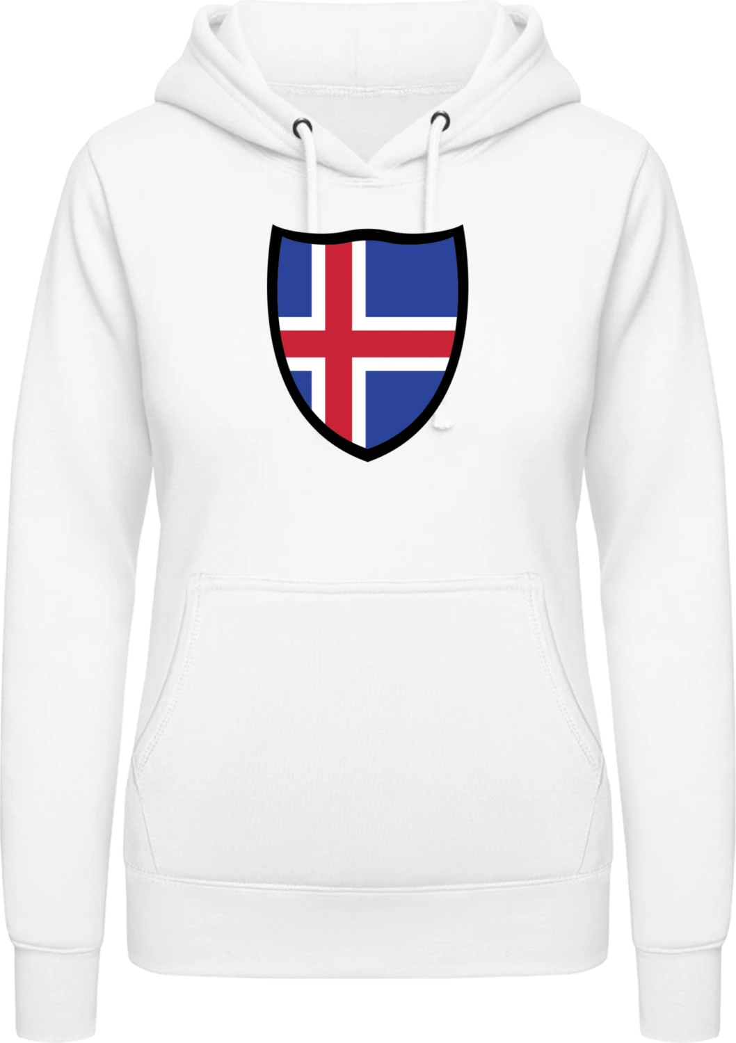 Iceland Flag Shield - Arctic white AWDis ladies hoodie - Front