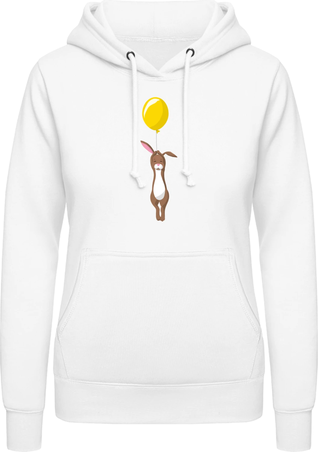 Bunny With a Balloon - Arctic white AWDis ladies hoodie - Front