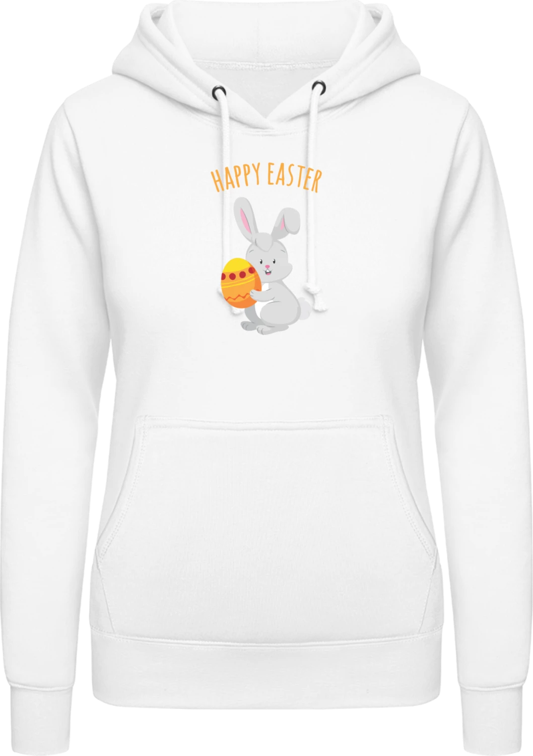 Happy Easter Bunny Egg - Arctic white AWDis ladies hoodie - Front