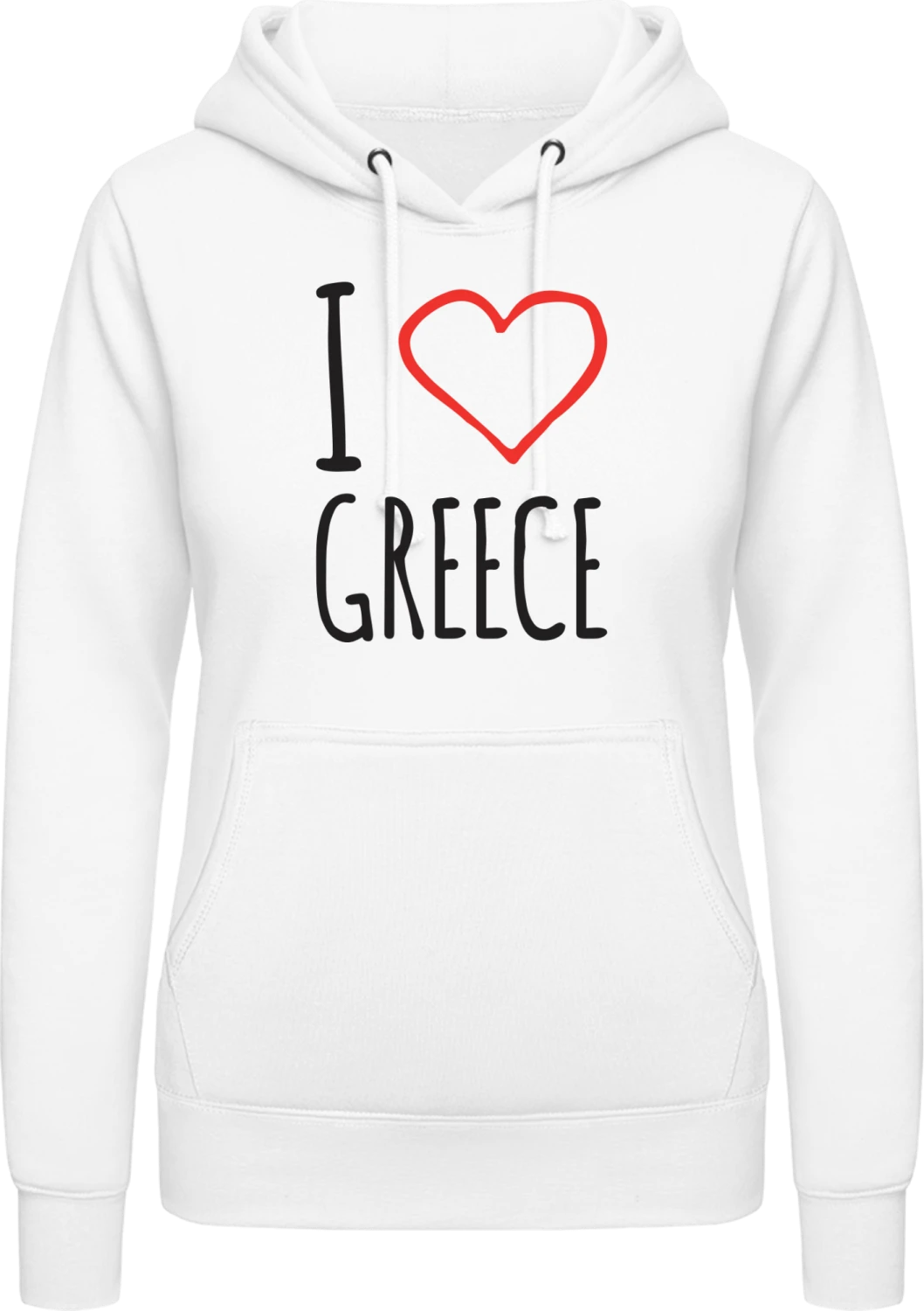 I Love greece - Arctic white AWDis ladies hoodie - Front